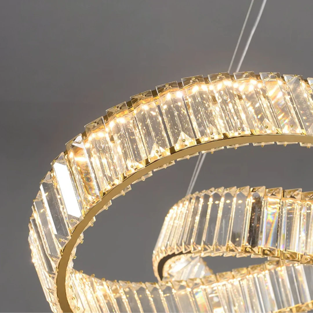 Golden Ring Round Crystal Chandelier - Image 12