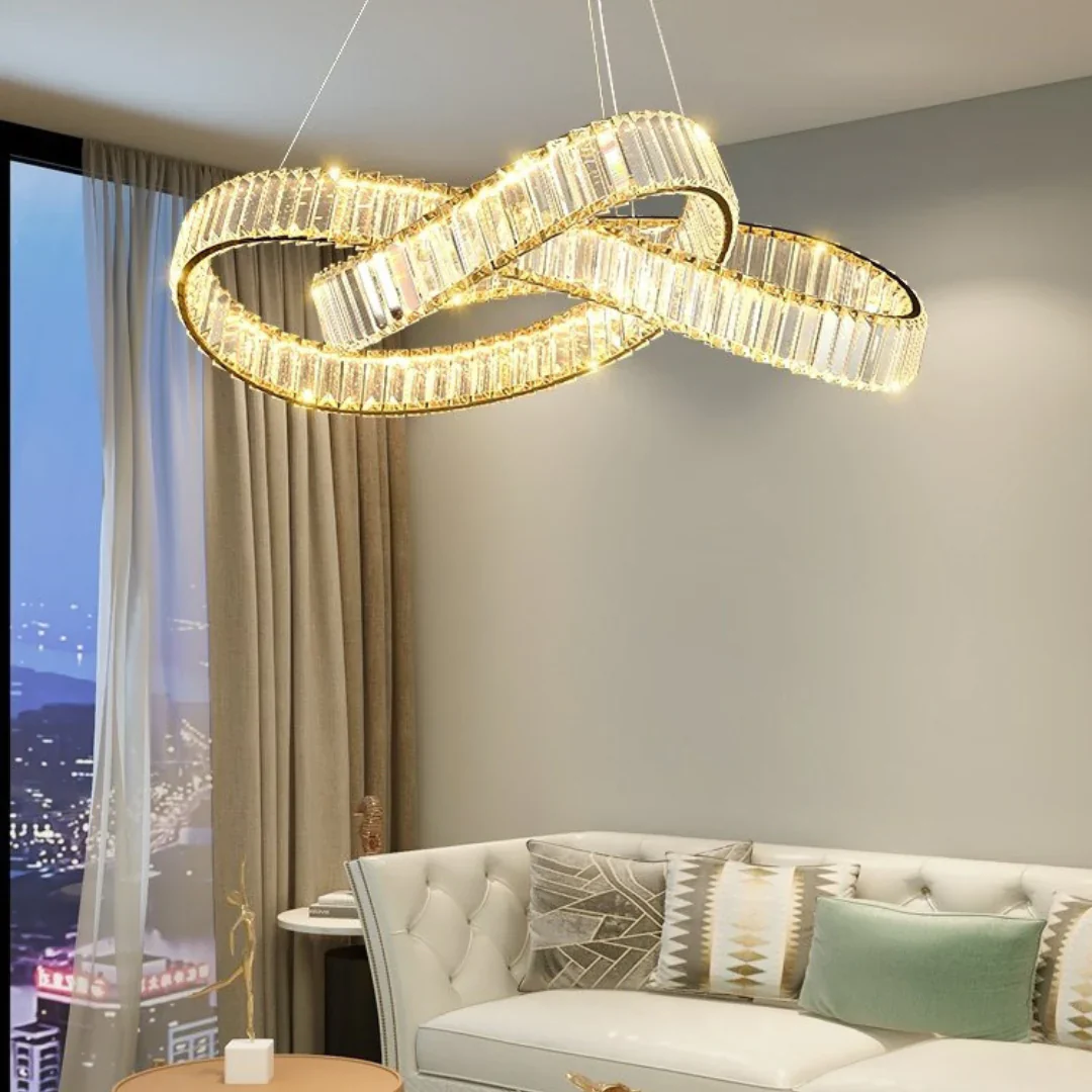 Golden Ring Round Crystal Chandelier - Image 3