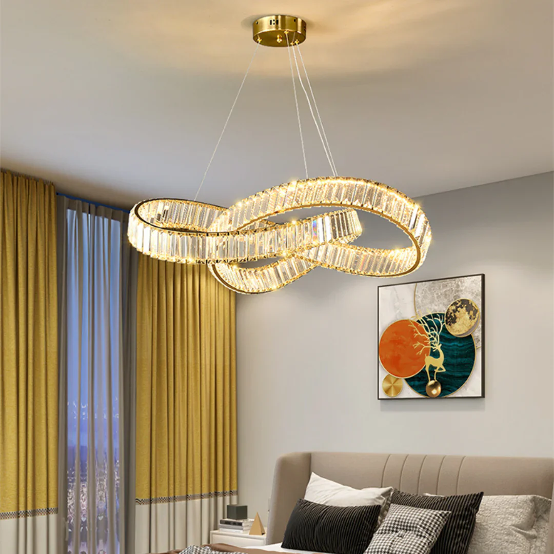 Golden Ring Round Crystal Chandelier - Image 5