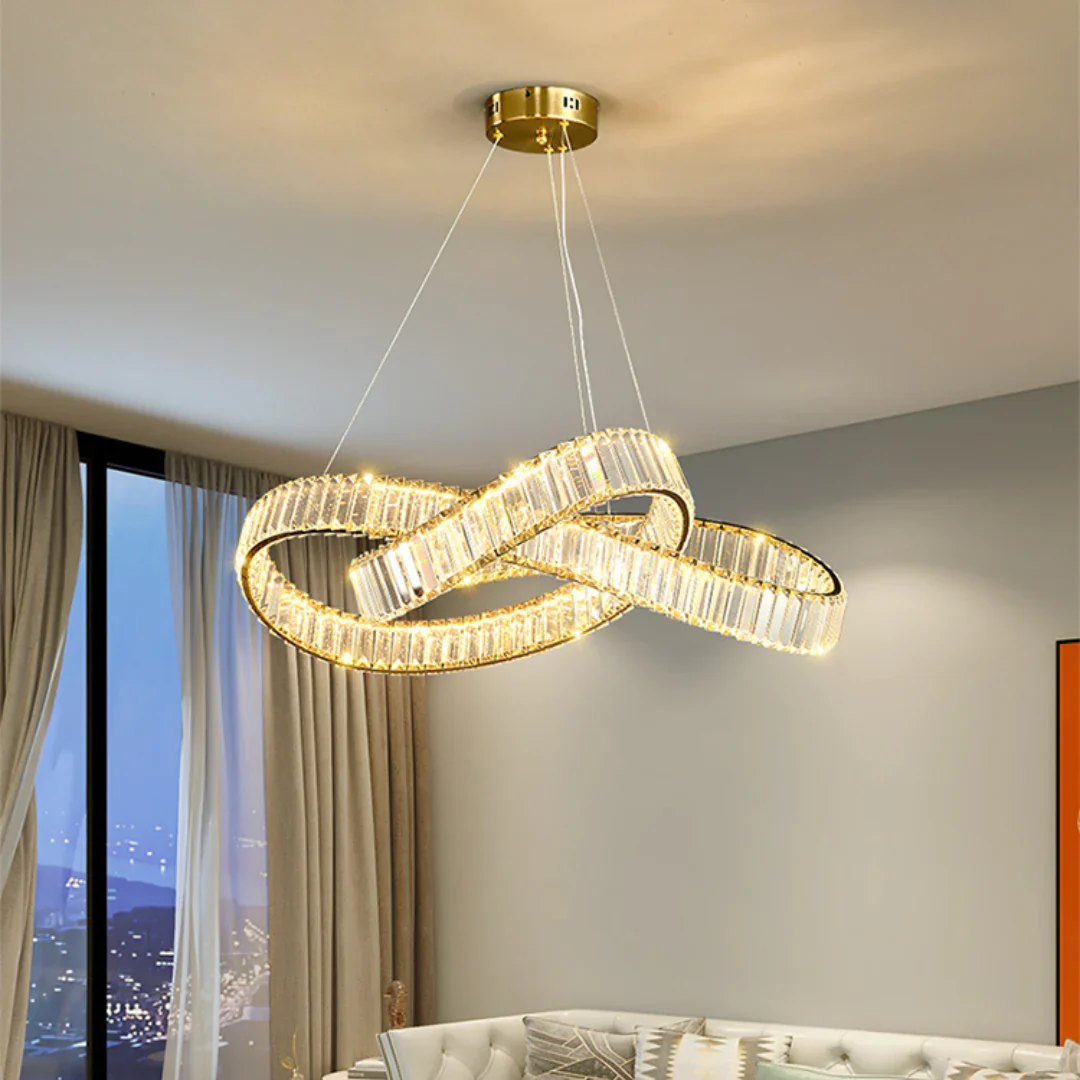 Golden Ring Round Crystal Chandelier - Image 6