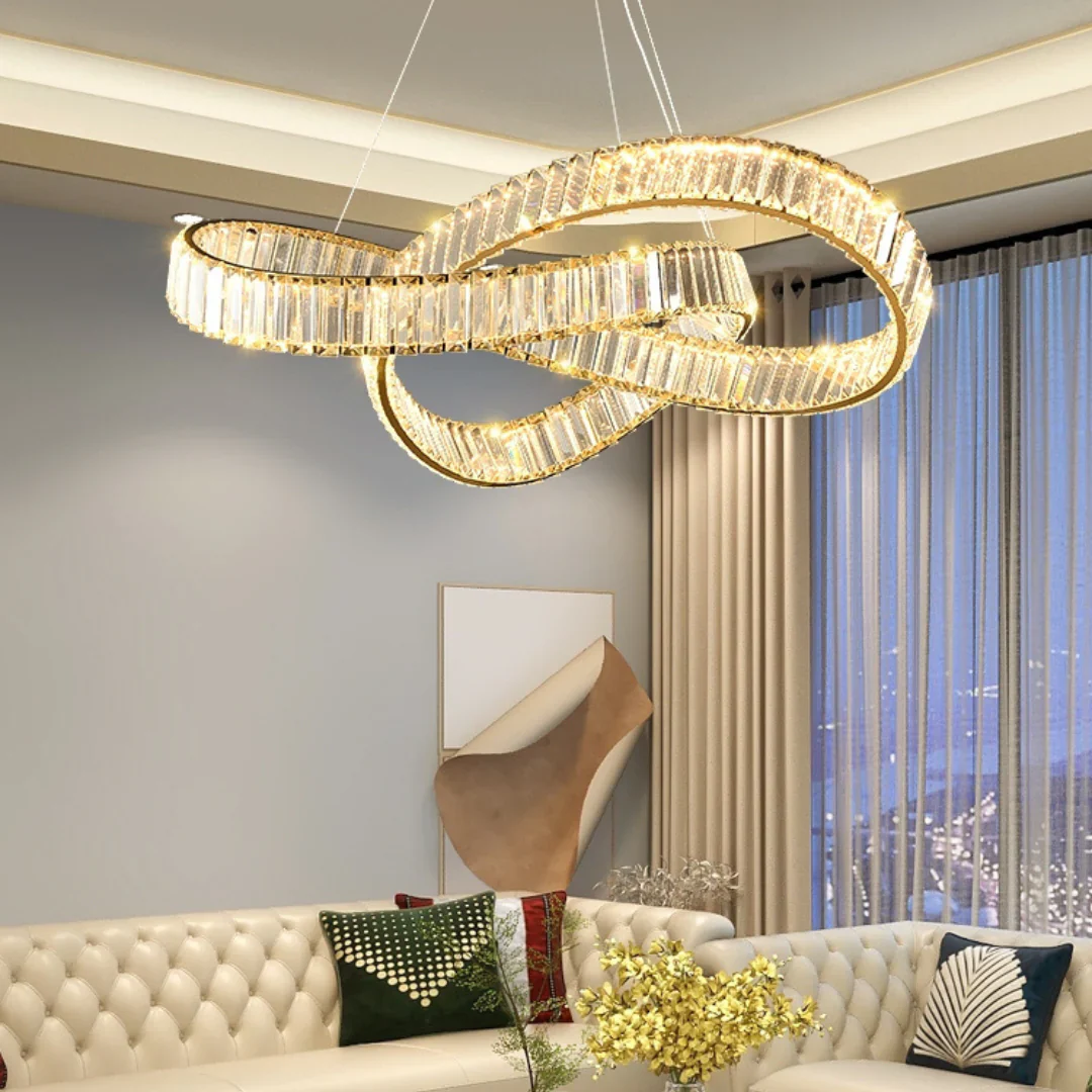 Golden Ring Round Crystal Chandelier - Image 7