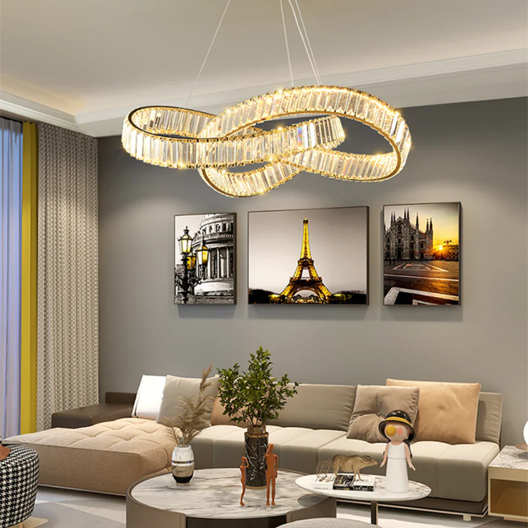 Golden Ring Round Crystal Chandelier - Image 8