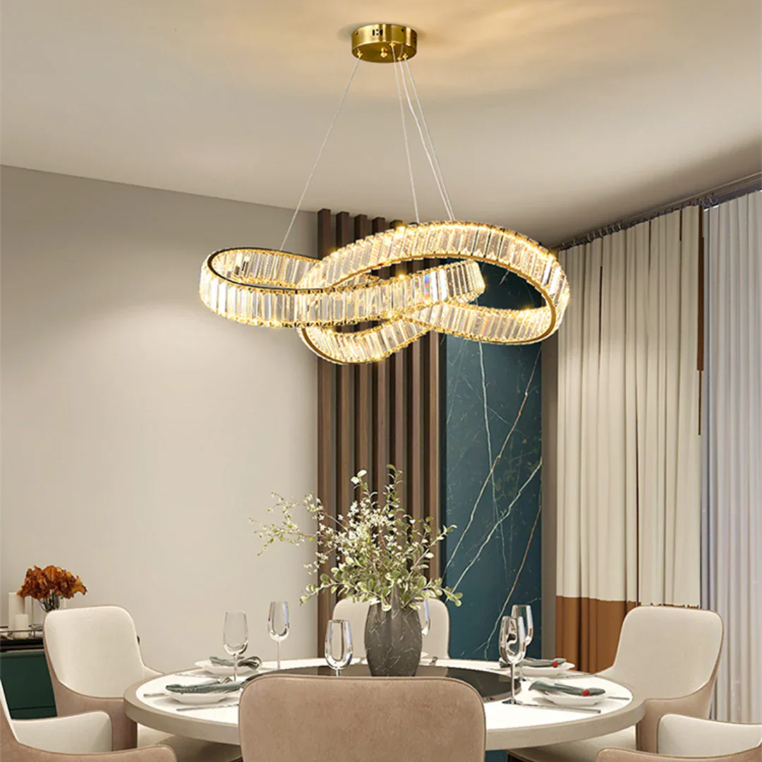 Golden Ring Round Crystal Chandelier - Image 9