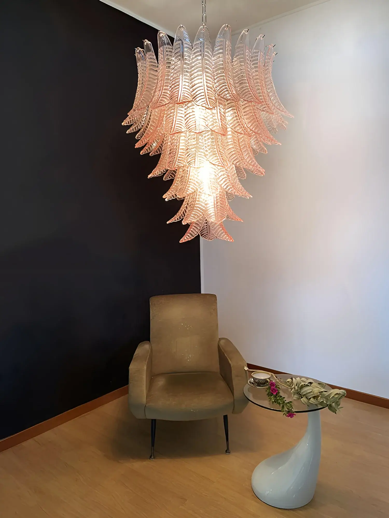 Gorgeous Murano Felci Pink Glass Chandelier - Image 3