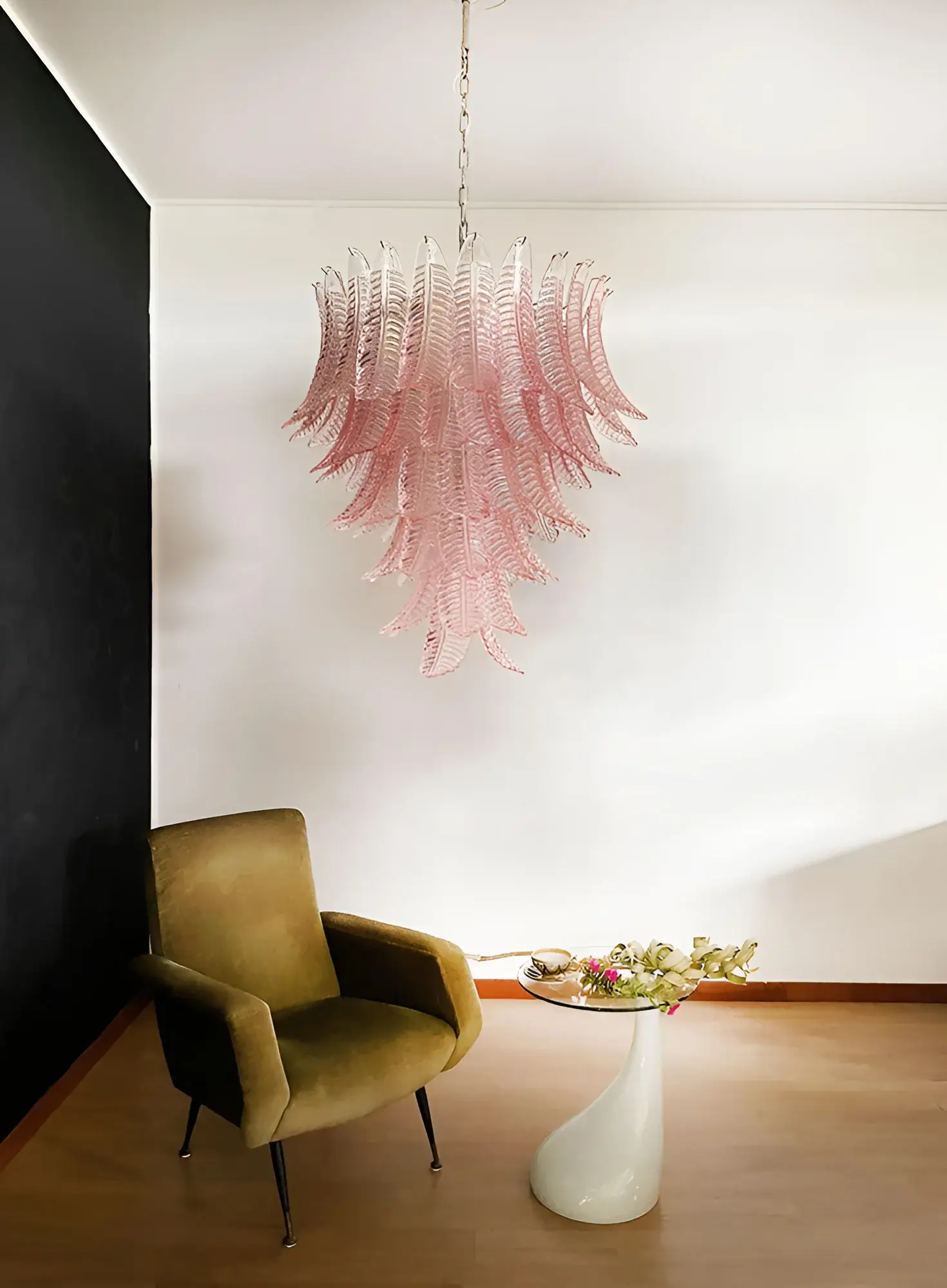 Gorgeous Murano Felci Pink Glass Chandelier - Image 4
