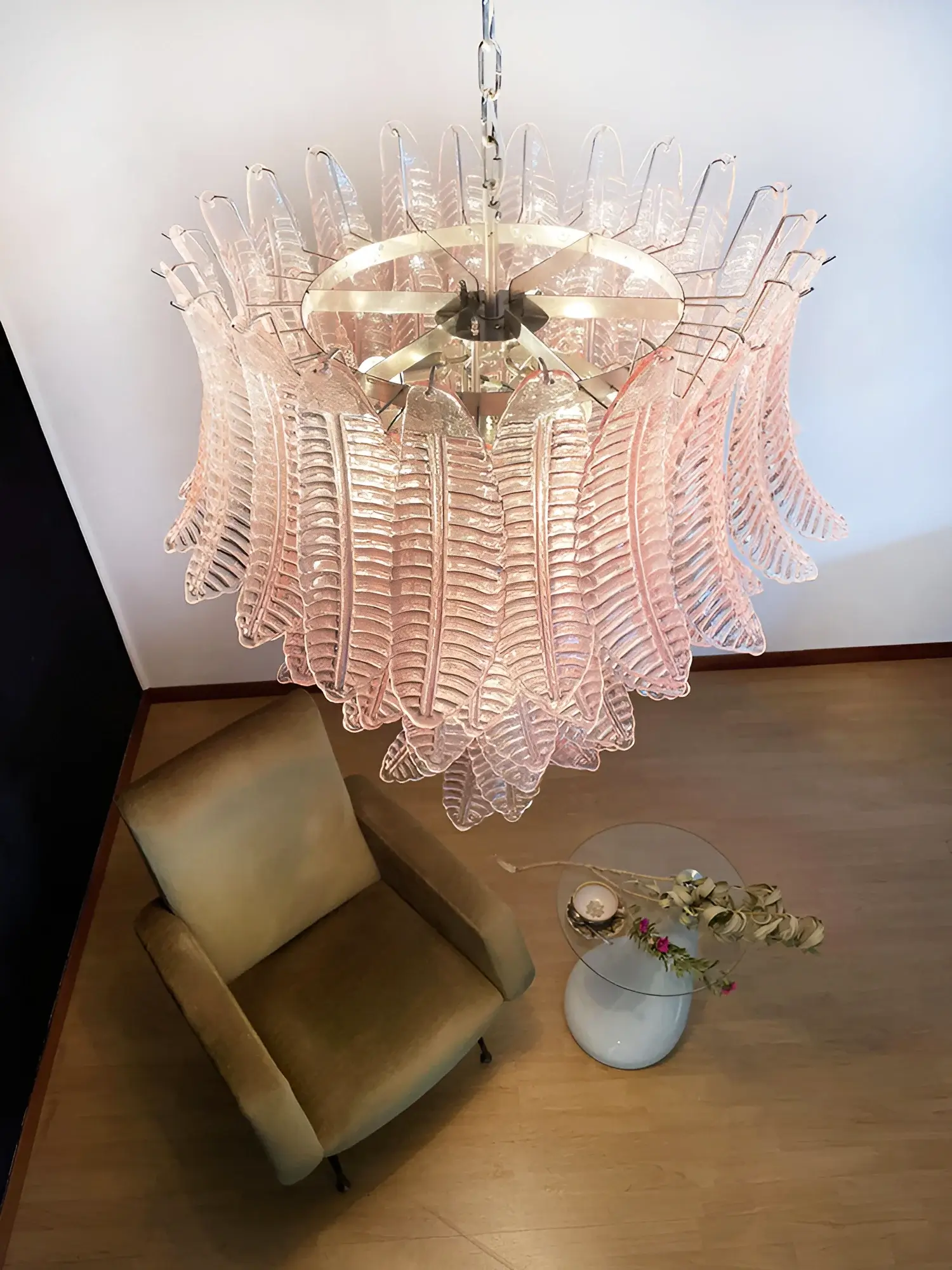 Gorgeous Murano Felci Pink Glass Chandelier - Image 5