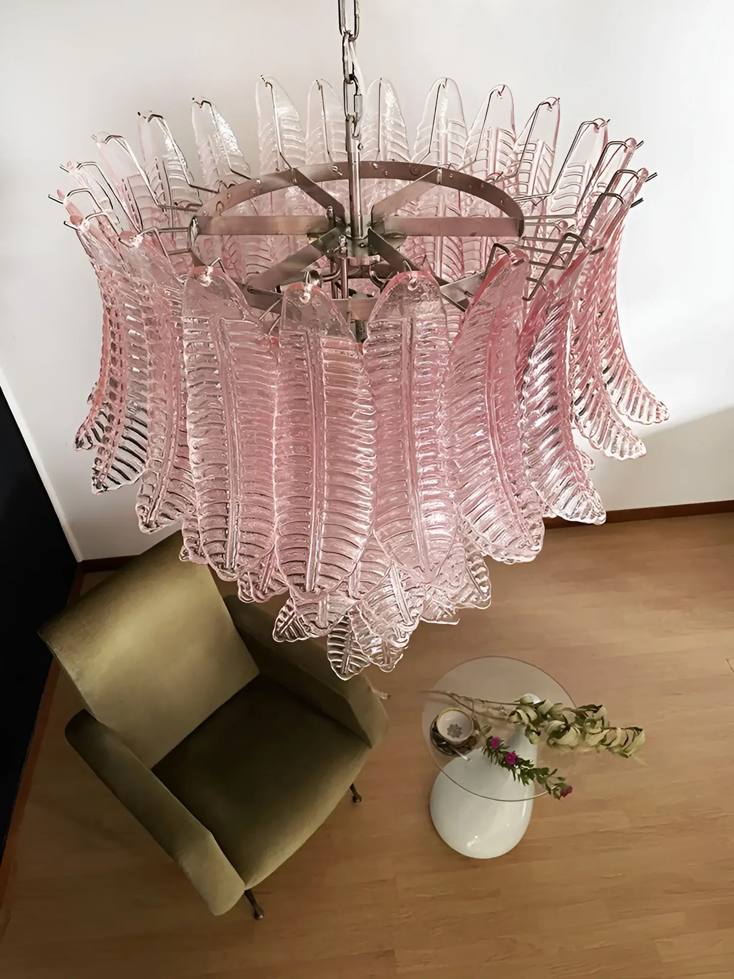 Gorgeous Murano Felci Pink Glass Chandelier - Image 6