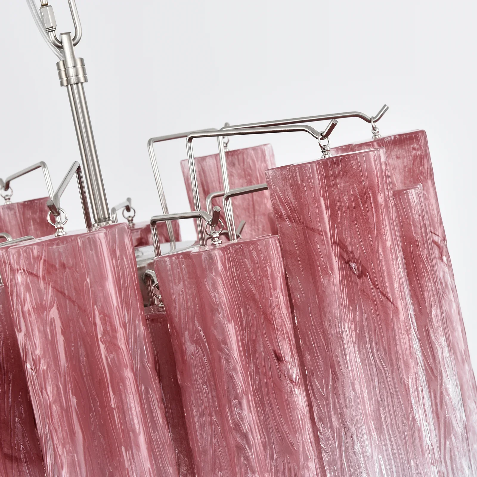 Gradient Red Murano Glass Tube Chandelier - Image 10