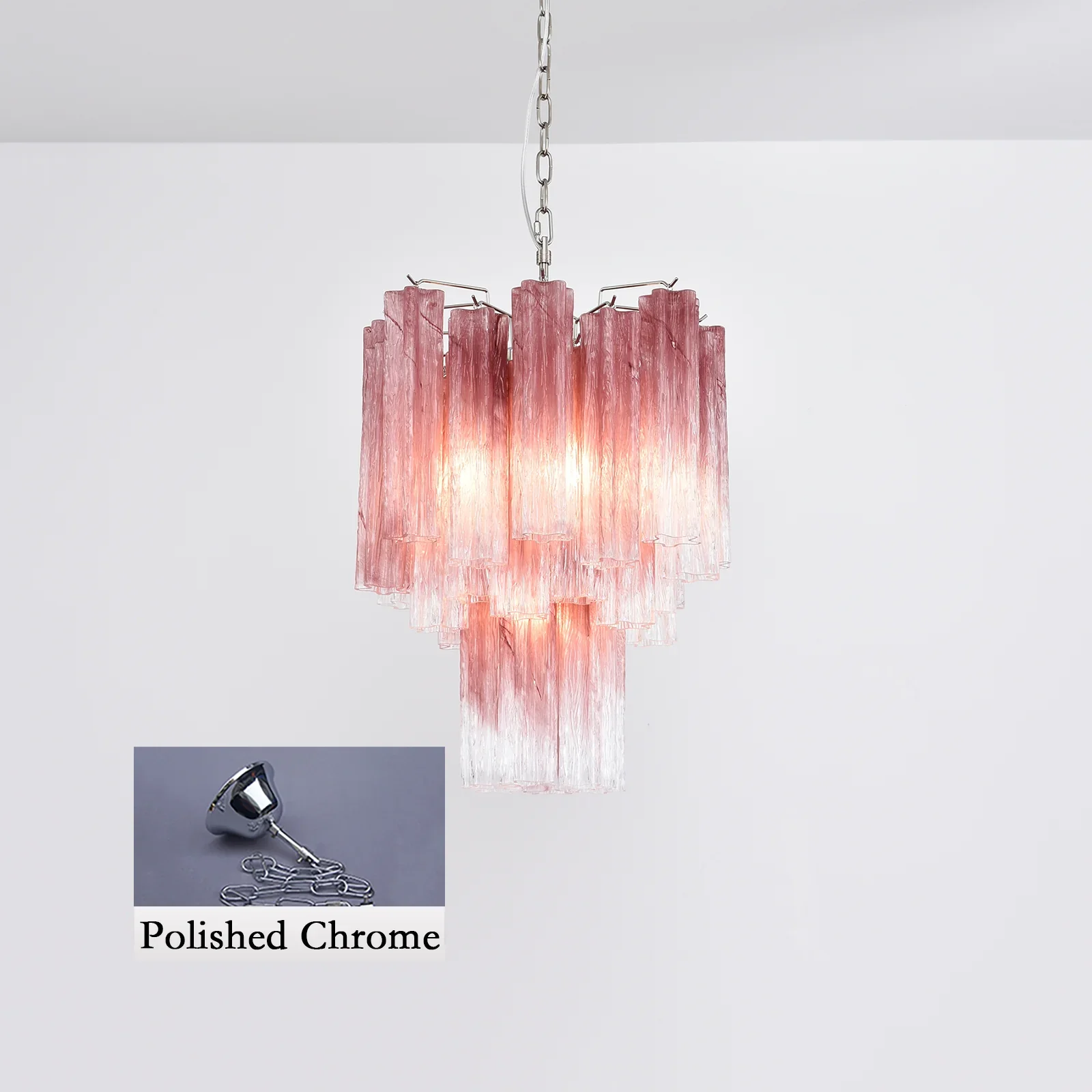 Gradient Red Murano Glass Tube Chandelier - Image 18