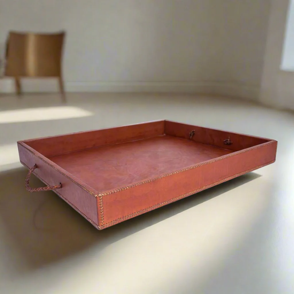 Grande | XL Rectangle Ottoman Tray with Embroidered Handles - Image 3