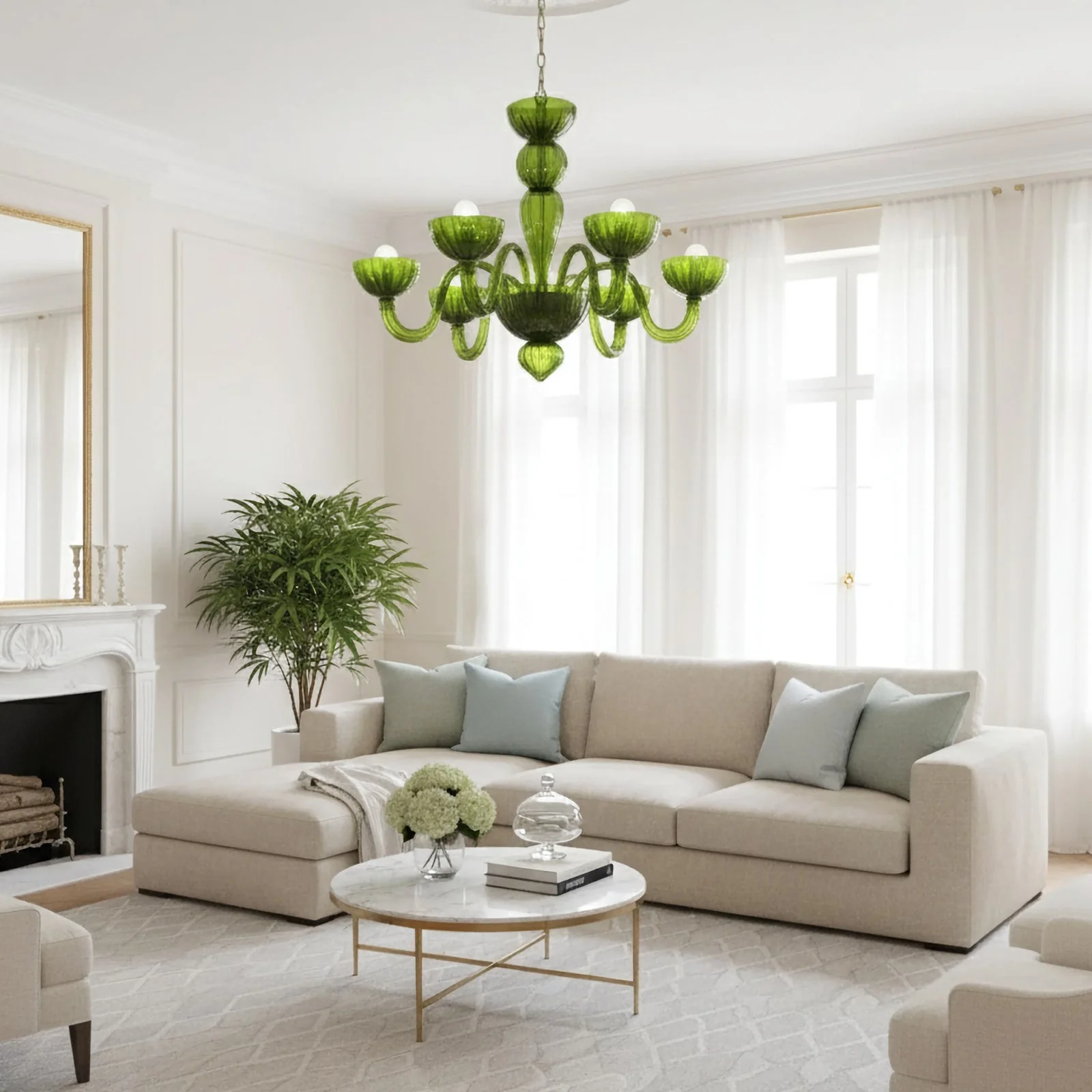 Green Ares Murano Glass Chandelier - Image 5