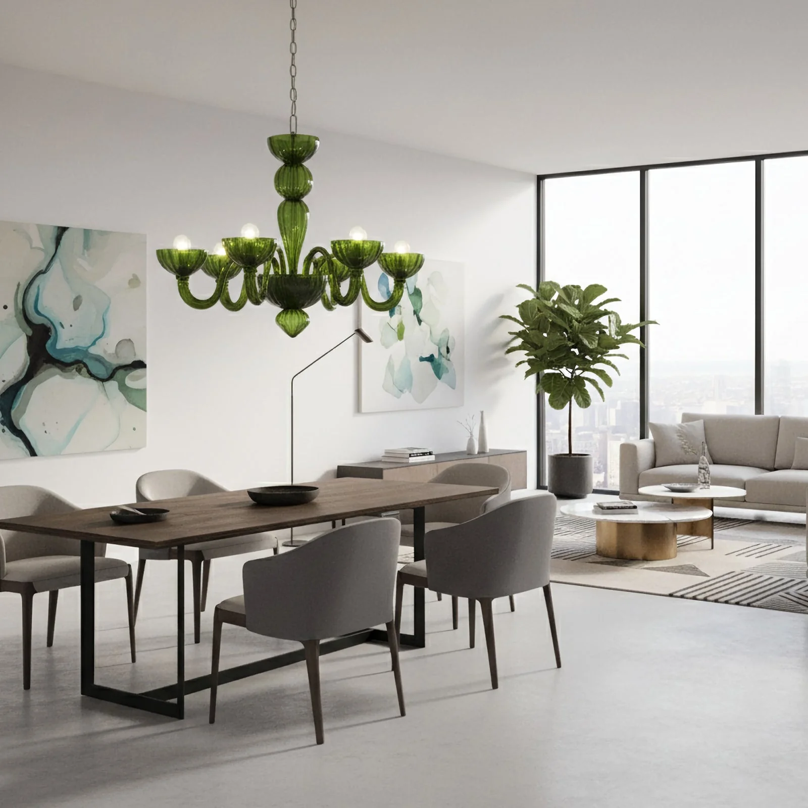 Green Ares Murano Glass Chandelier - Image 6