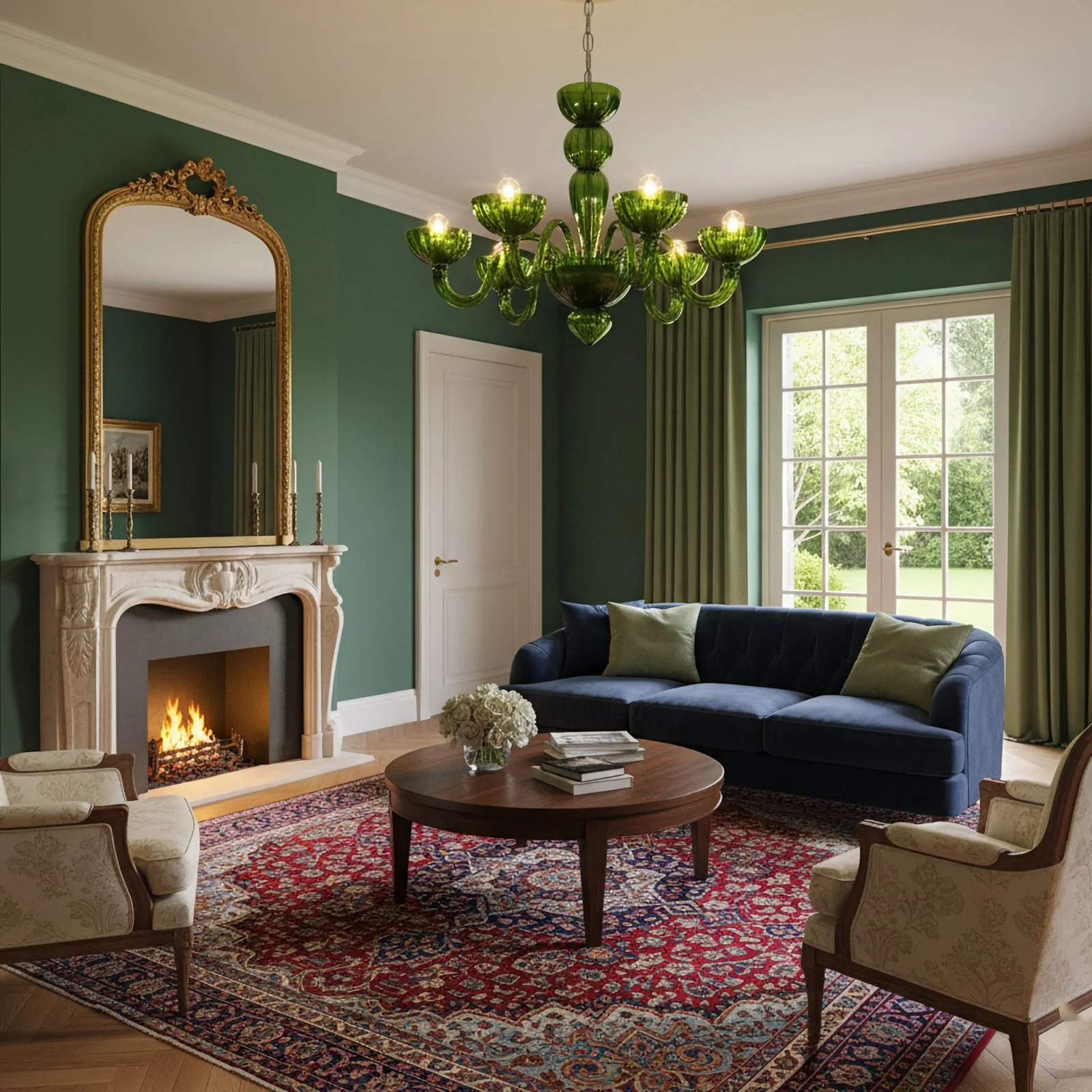 Green Ares Murano Glass Chandelier - Image 8
