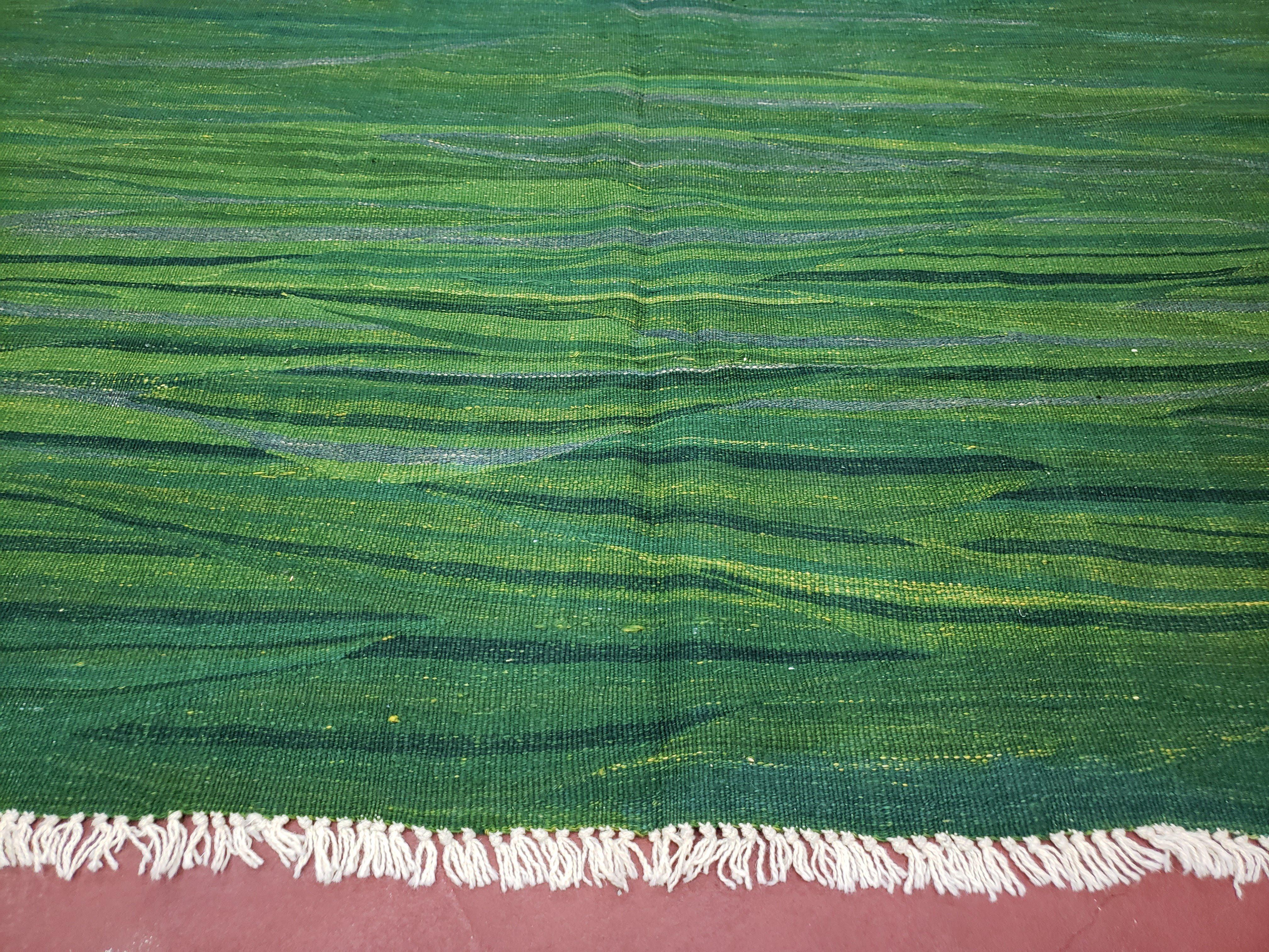 Green Turkish Kilim Rug, 6x9 - 7x10 Rugs, Bird, Handmade New Area Rug, Wool, Bohemian Boho Decor, Hand Woven, Modern Abstract Flat Weave Rug - Image 5