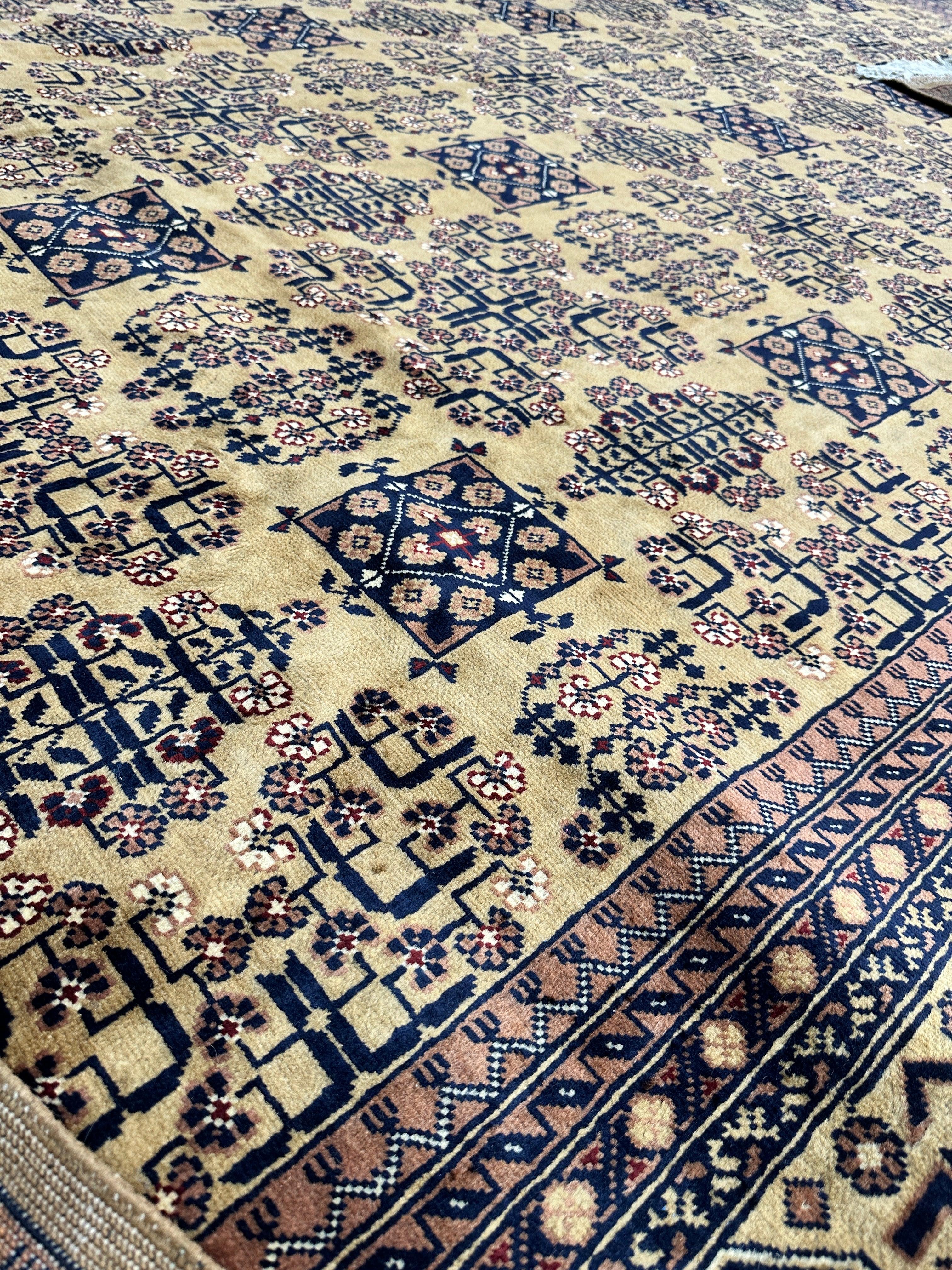 Hand-Knotted Afghan Bukhara Rug 8'4" x 11'10" - Wool, Geometric Patterns - Image 6