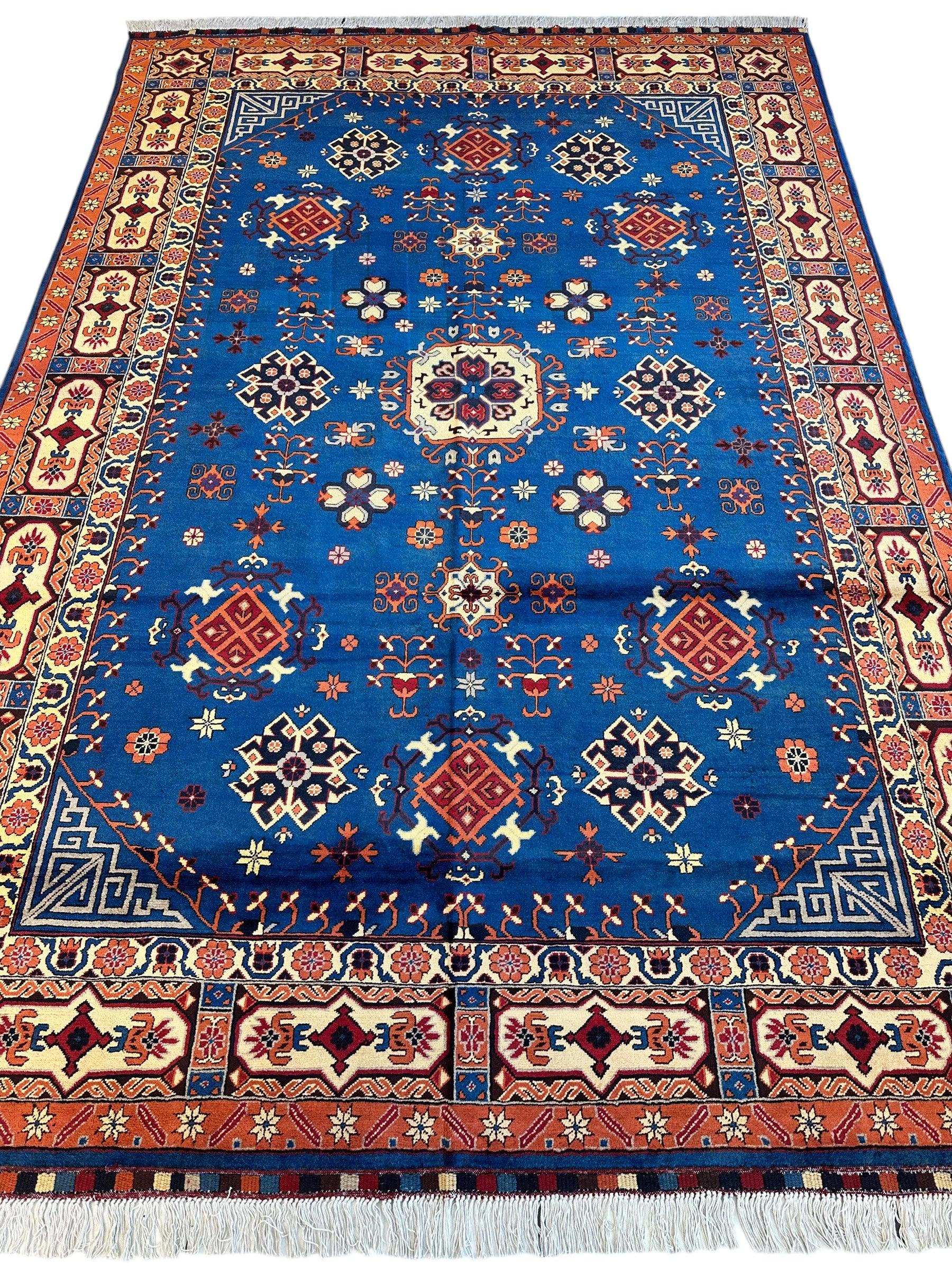 Hand-Knotted Afghan Kazak Rug – 6'6" x 9'7" – Vibrant Geometric Design in 100% Wool - Image 2