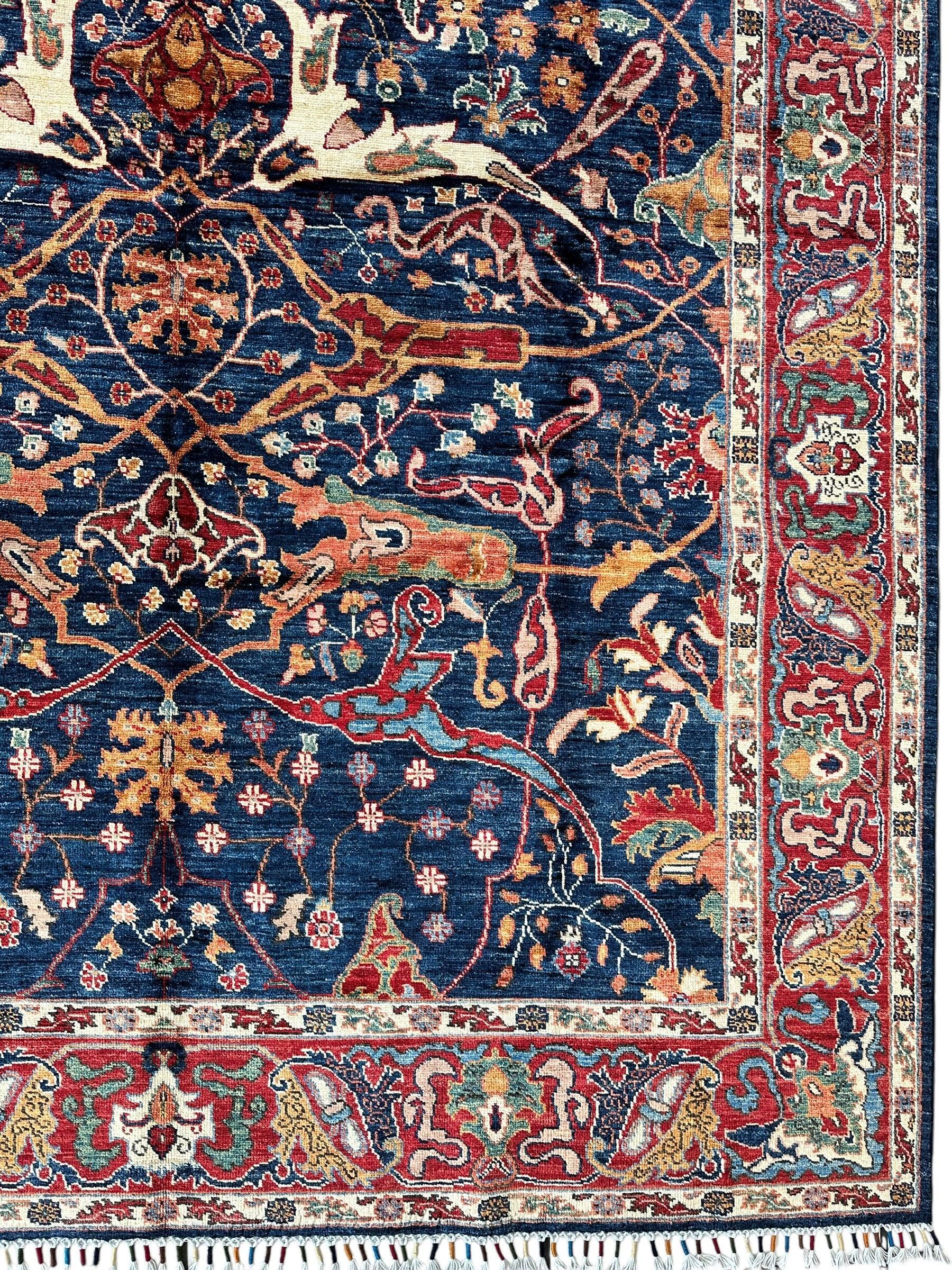 Hand-Knotted Afghani Bidjar Ghazni Wool Rug – 6'7" x 9'10" – Elegant Floral Design - Image 11