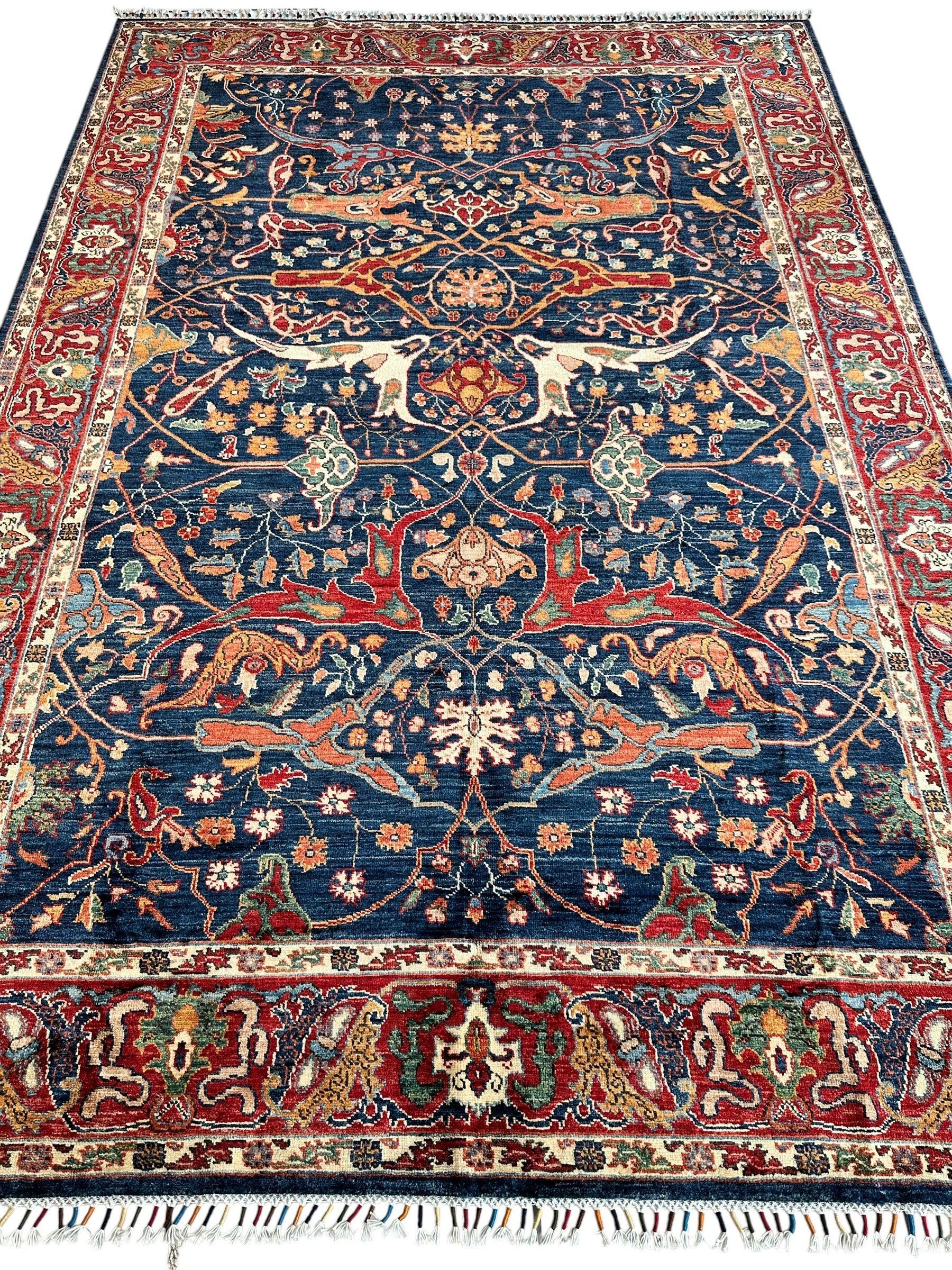 Hand-Knotted Afghani Bidjar Ghazni Wool Rug – 6'7" x 9'10" – Elegant Floral Design - Image 2