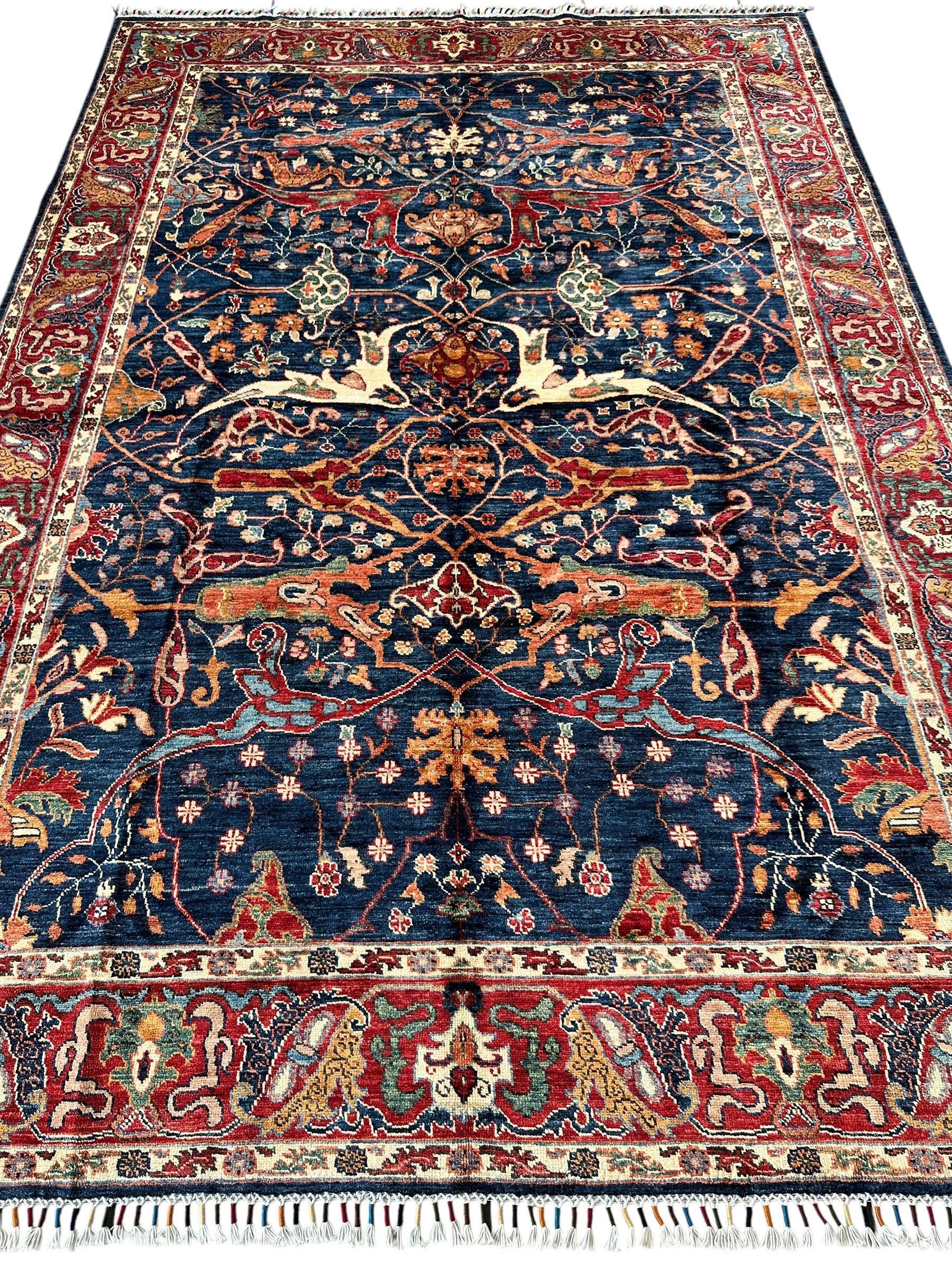 Hand-Knotted Afghani Bidjar Ghazni Wool Rug – 6'7" x 9'10" – Elegant Floral Design - Image 3