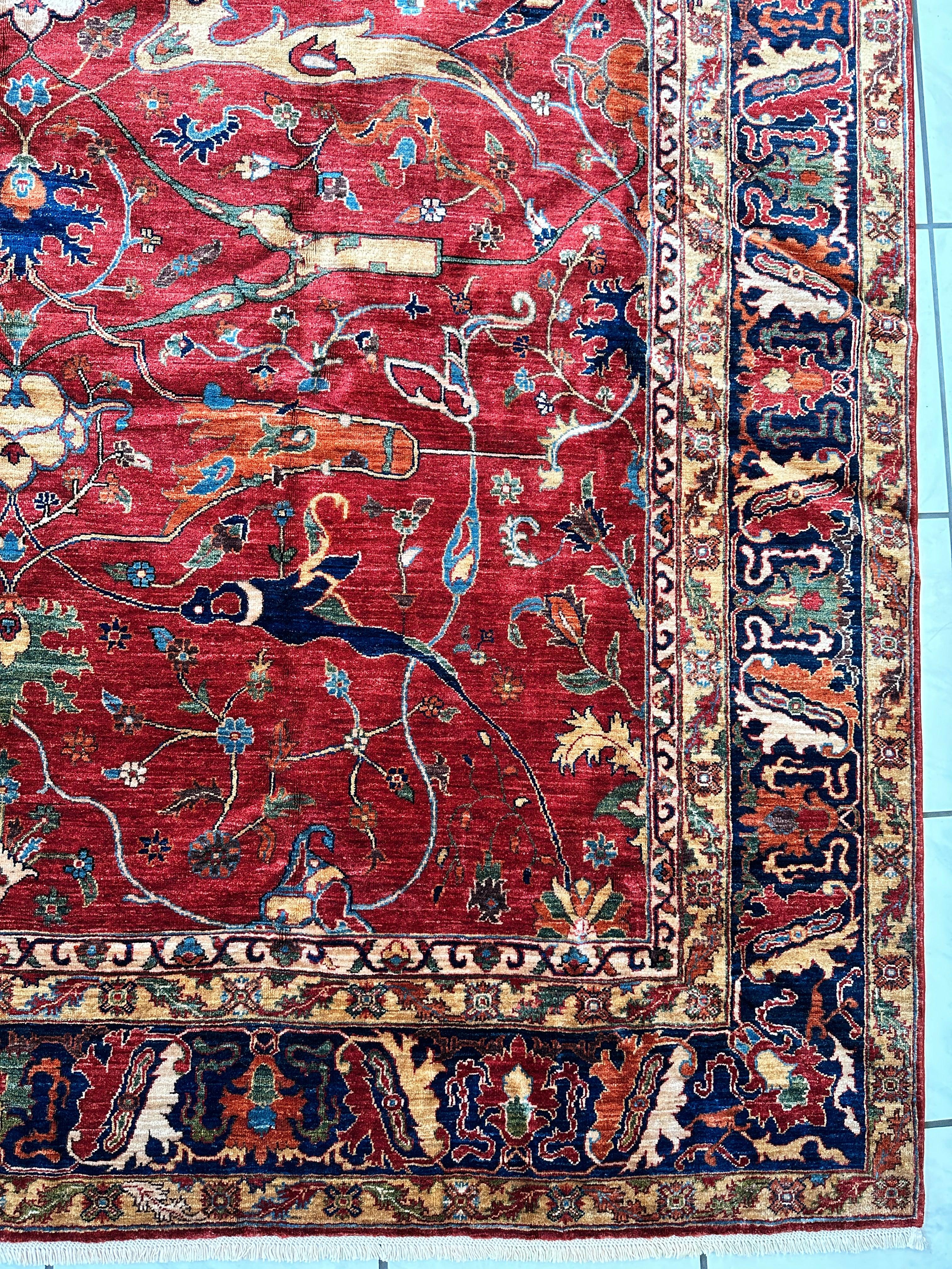 Hand-Knotted Afghani Bidjar Wool Rug – 9’x12’6” – Intricate Geometric & Floral Motifs - Image 10