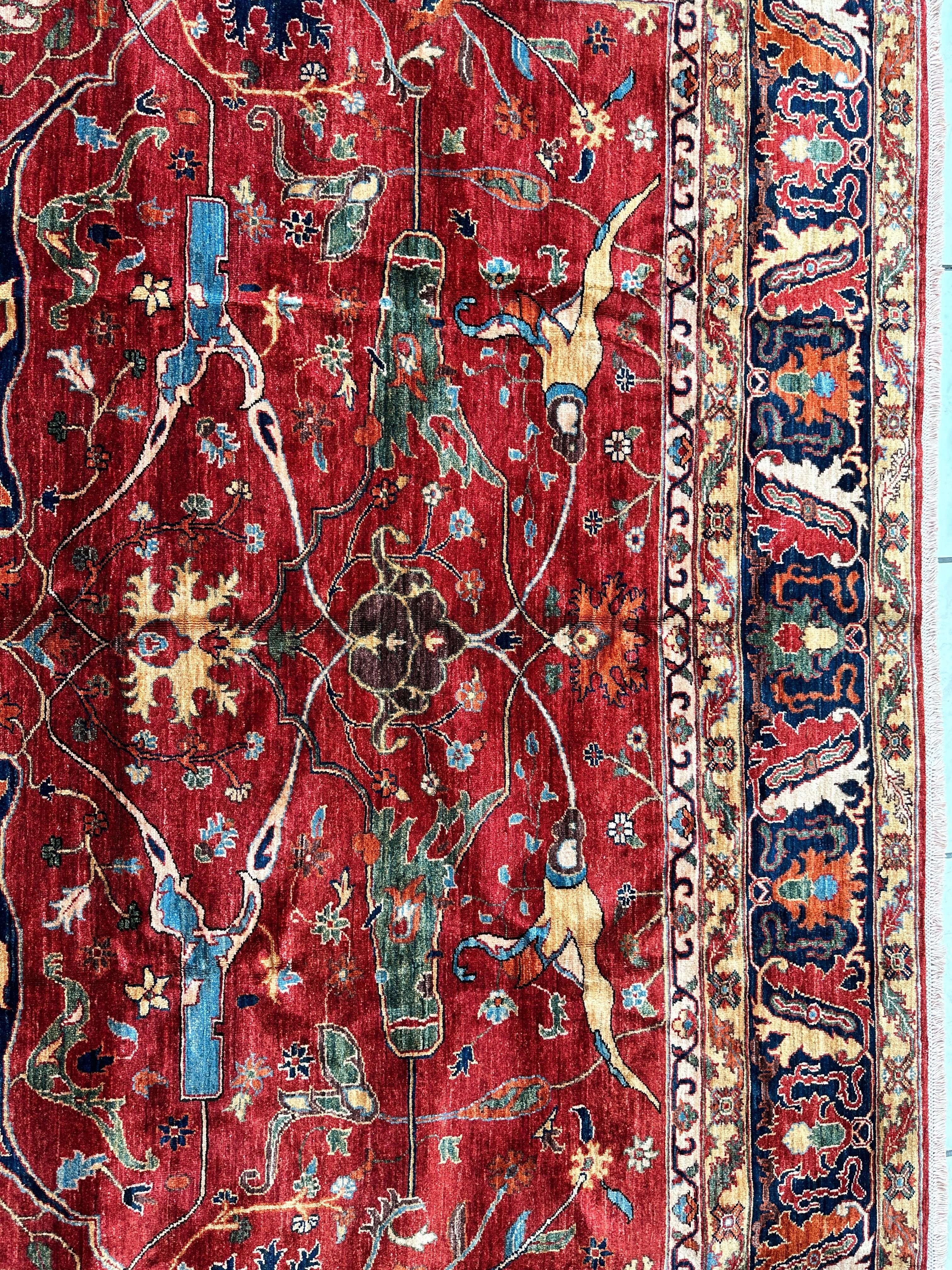 Hand-Knotted Afghani Bidjar Wool Rug – 9’x12’6” – Intricate Geometric & Floral Motifs - Image 13