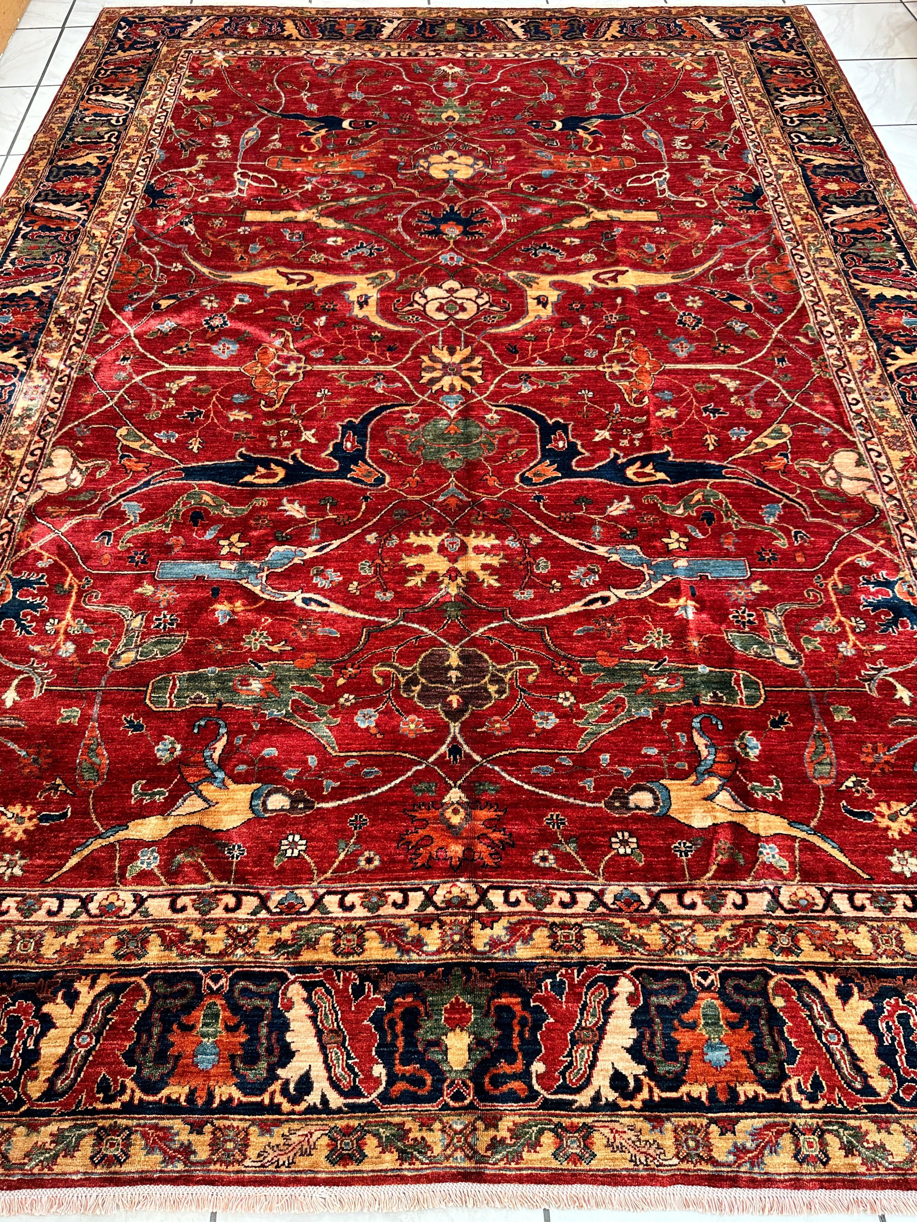 Hand-Knotted Afghani Bidjar Wool Rug – 9’x12’6” – Intricate Geometric & Floral Motifs - Image 2