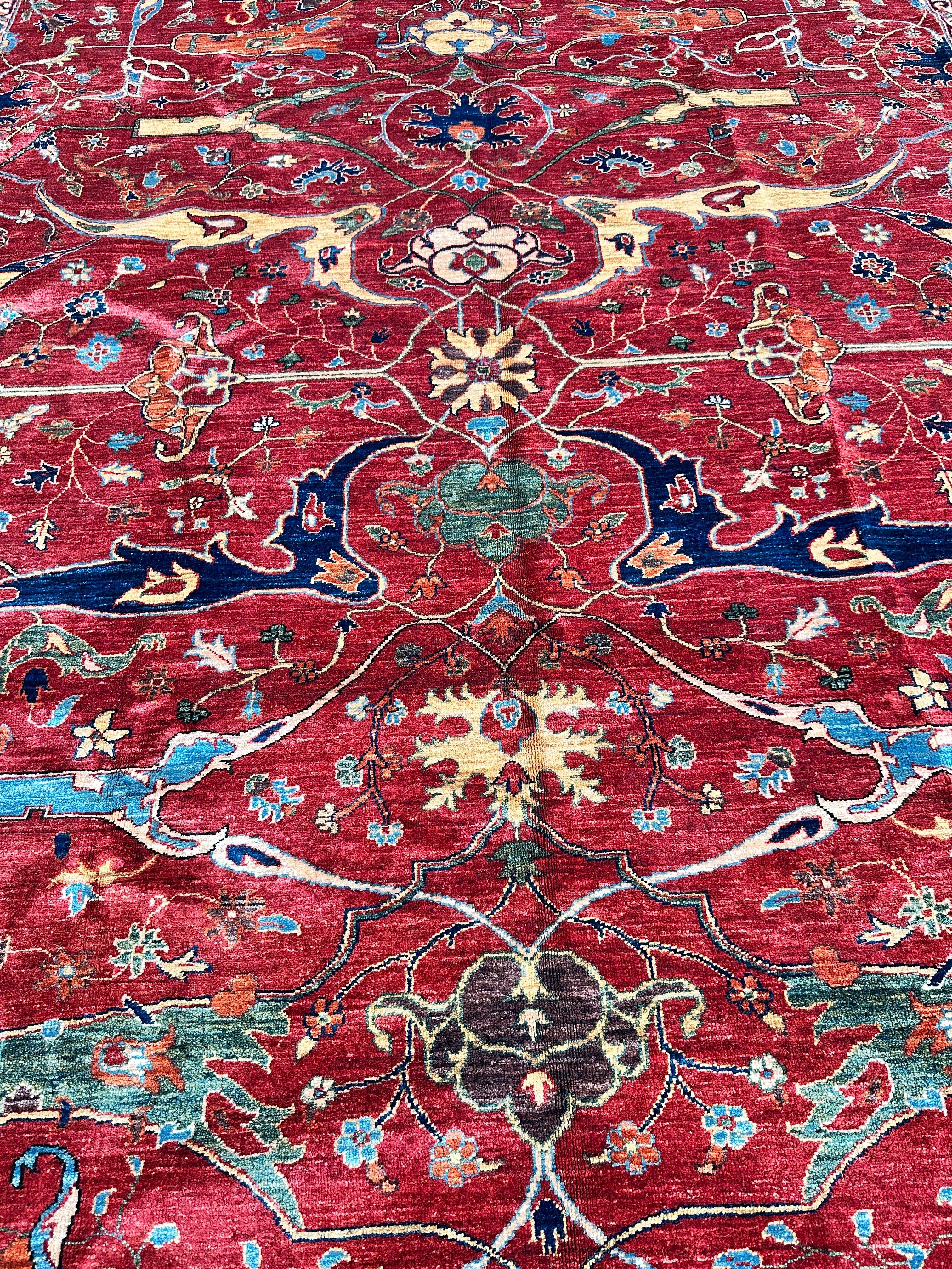 Hand-Knotted Afghani Bidjar Wool Rug – 9’x12’6” – Intricate Geometric & Floral Motifs - Image 4