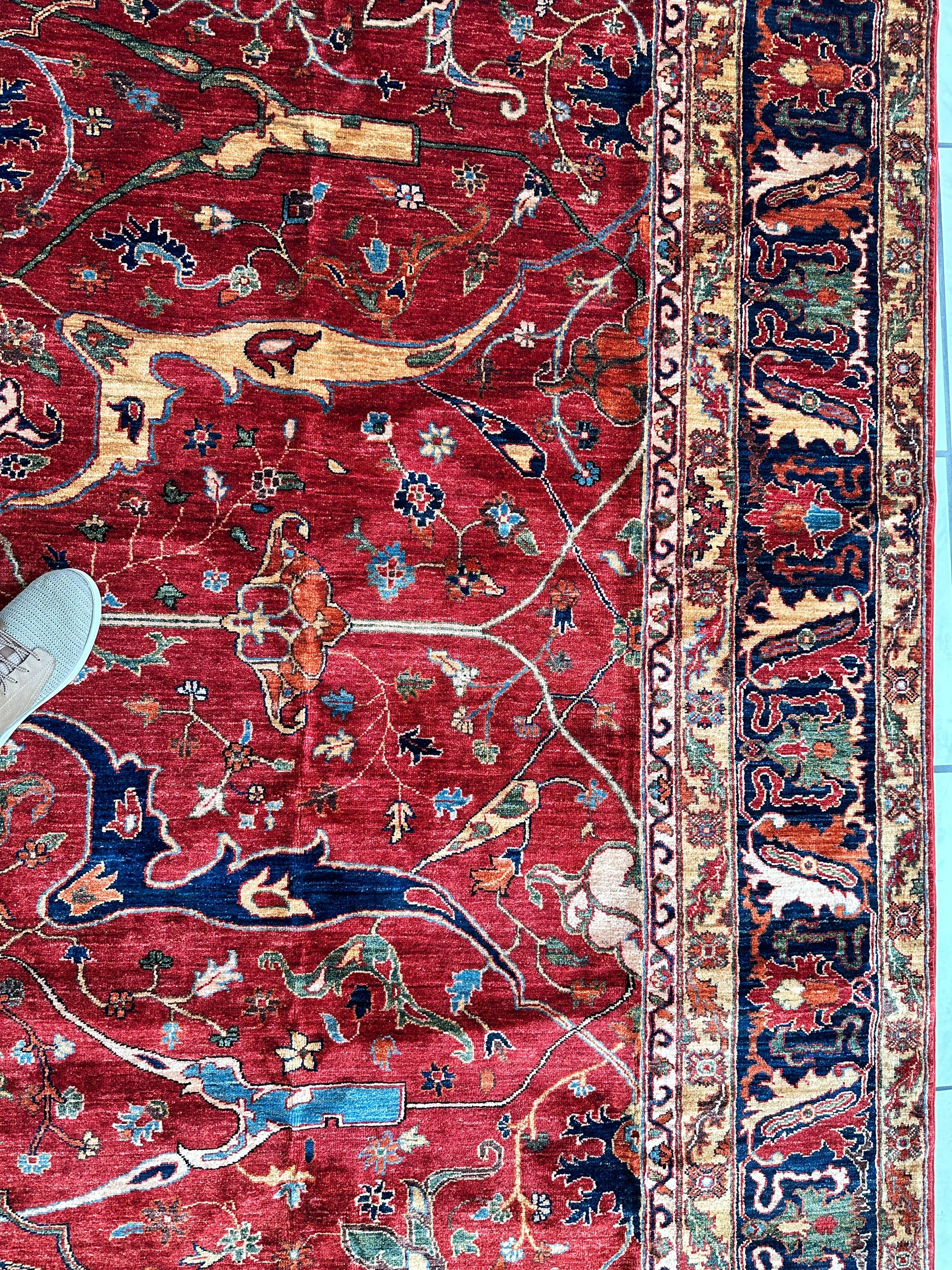 Hand-Knotted Afghani Bidjar Wool Rug – 9’x12’6” – Intricate Geometric & Floral Motifs - Image 7