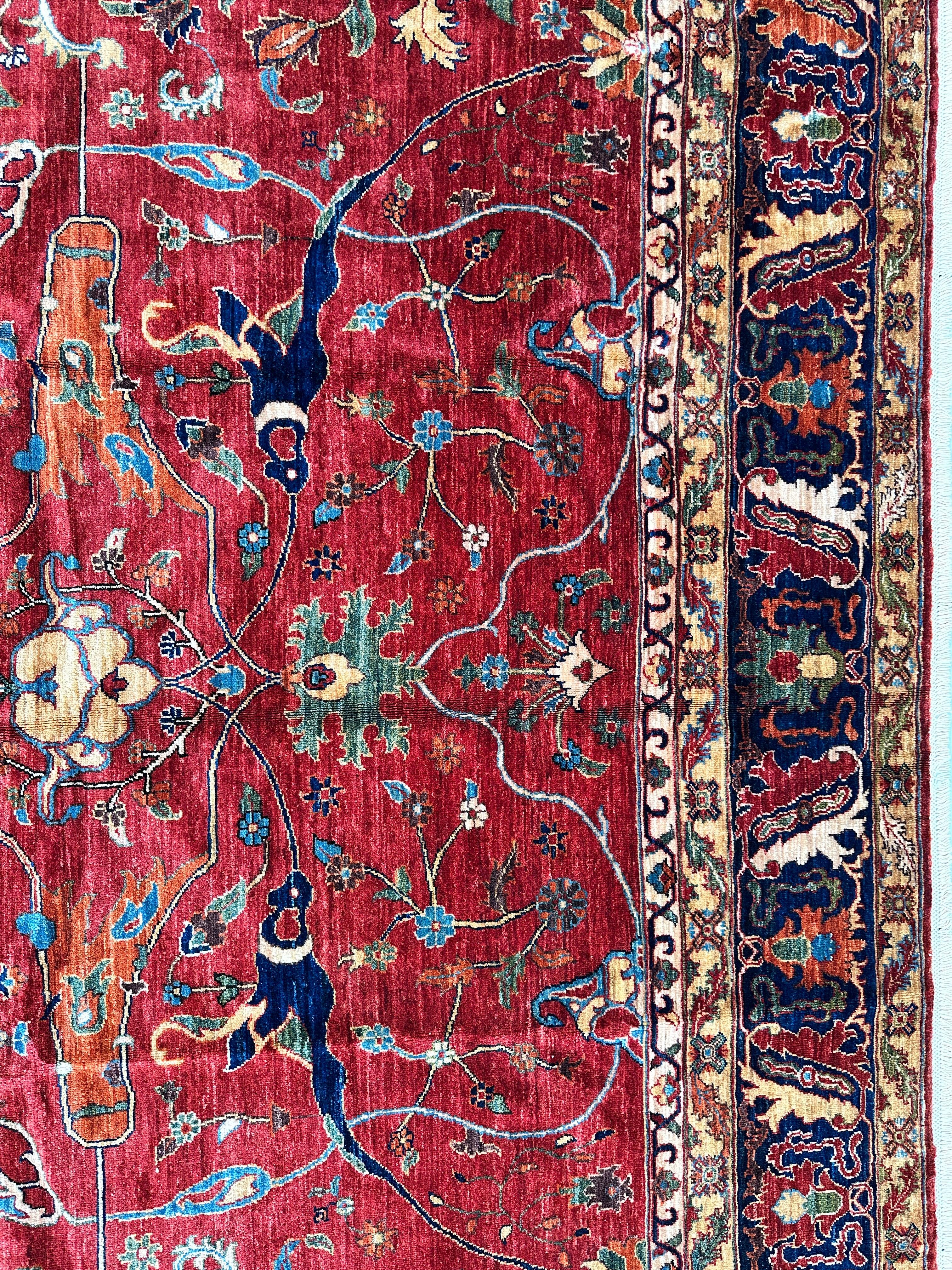 Hand-Knotted Afghani Bidjar Wool Rug – 9’x12’6” – Intricate Geometric & Floral Motifs - Image 9