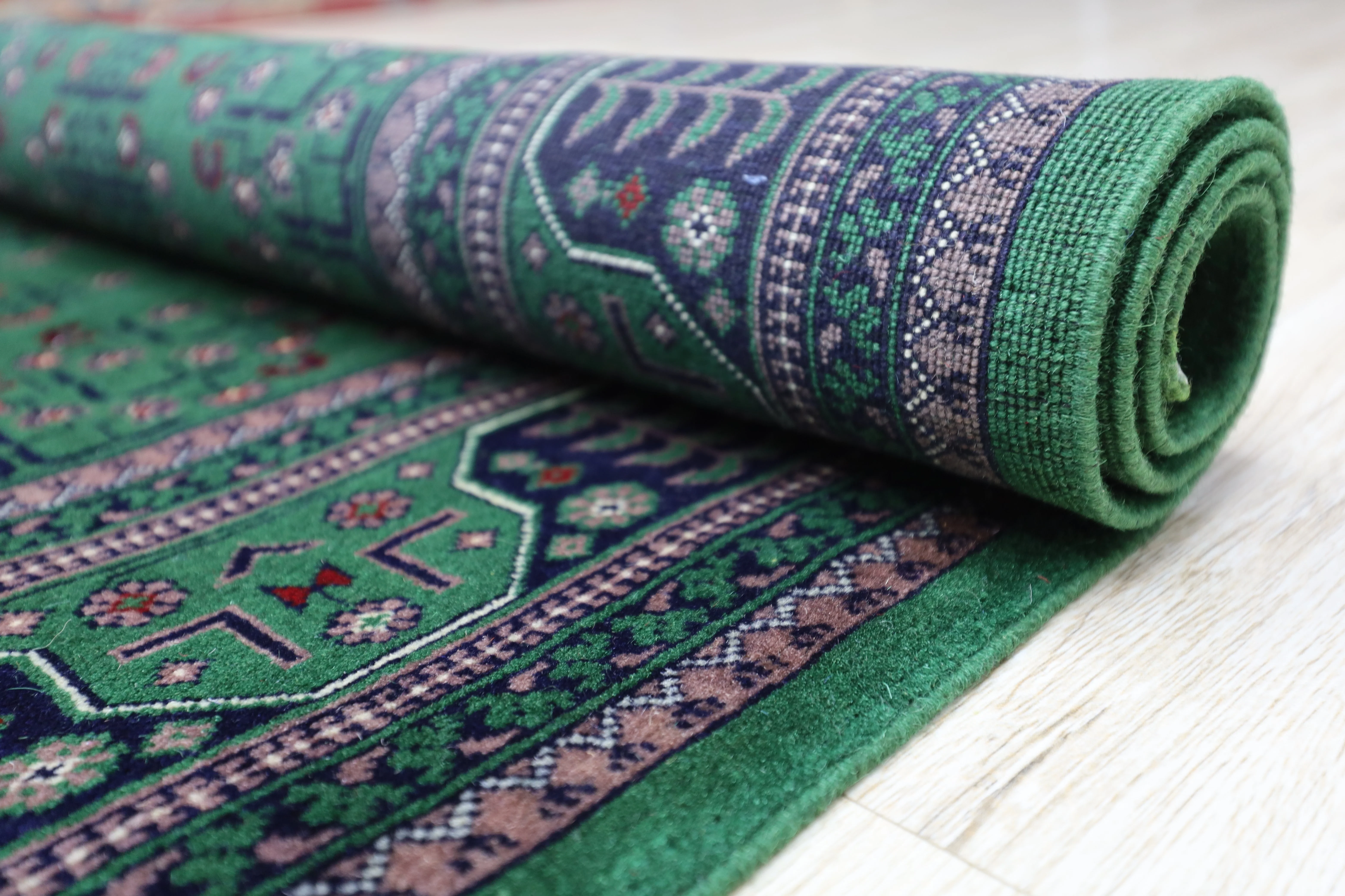 Hand-Knotted Afghani Bukharayi Wool Rug – 6’7″ x 9’9″ - Image 6