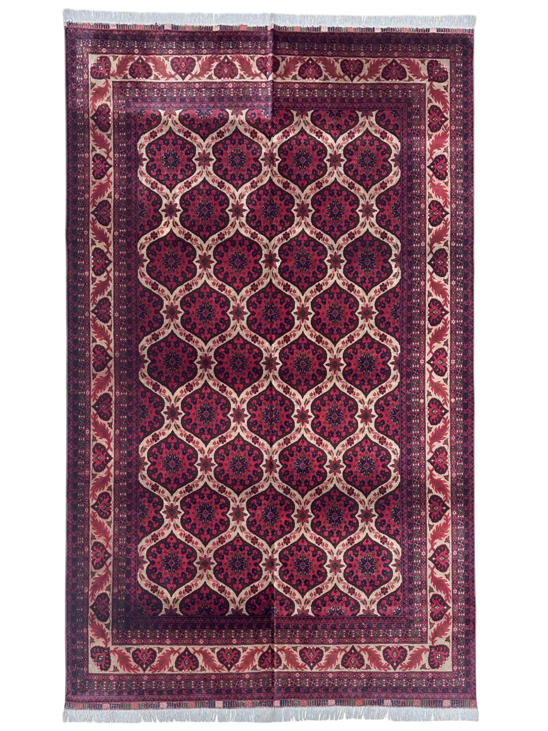 Hand-Knotted Afghani Heart Shape Wool Rug – 6’6″ x 9’5″