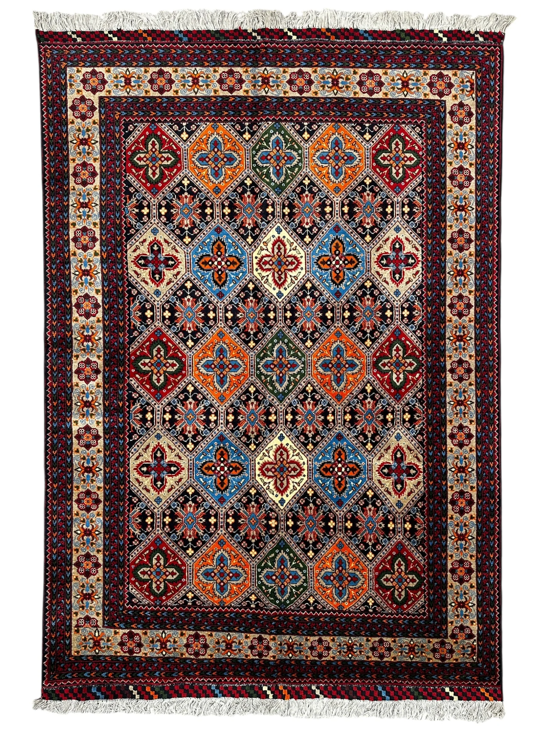 Hand-Knotted Afghani Kashi Wool Rug – 4’9″ x 6’10″
