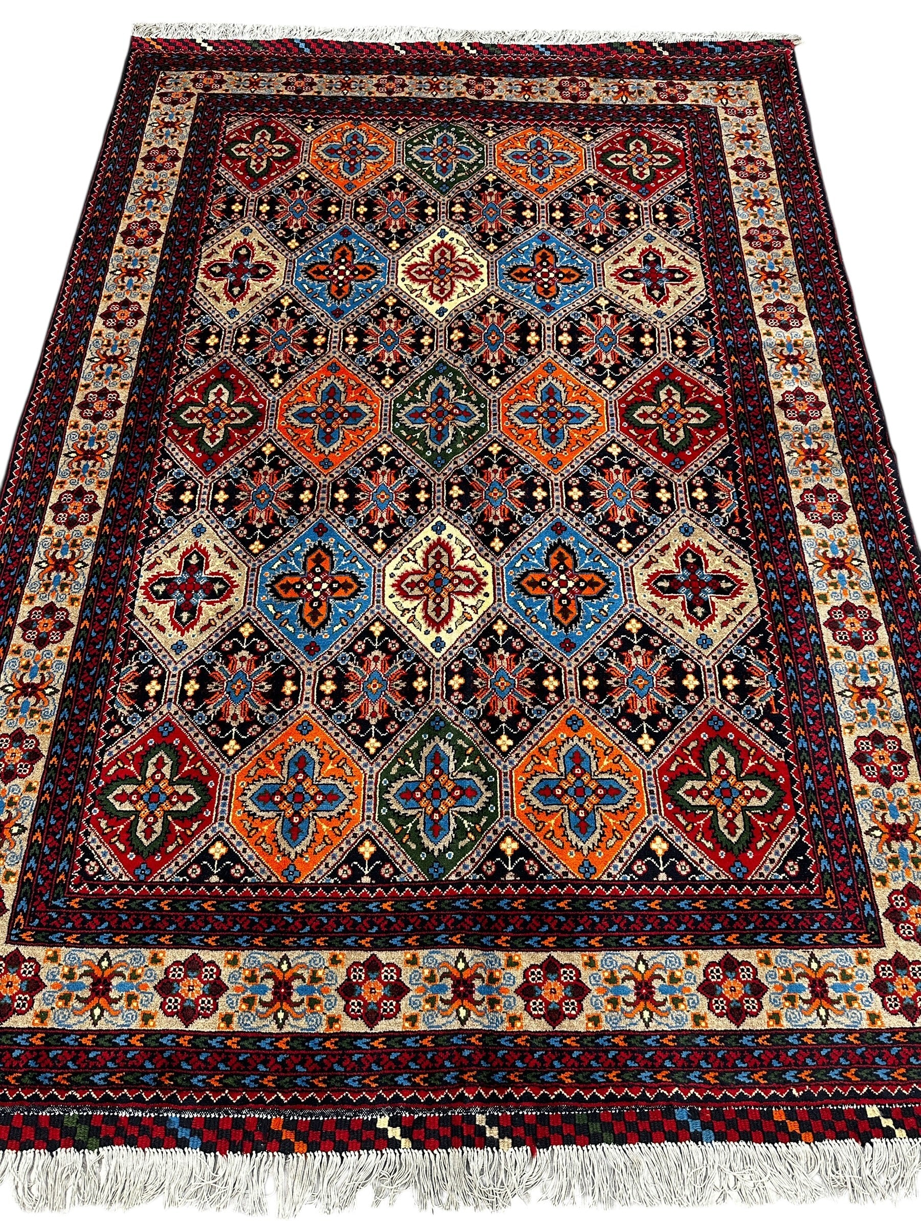 Hand-Knotted Afghani Kashi Wool Rug – 4’9″ x 6’10″ - Image 3