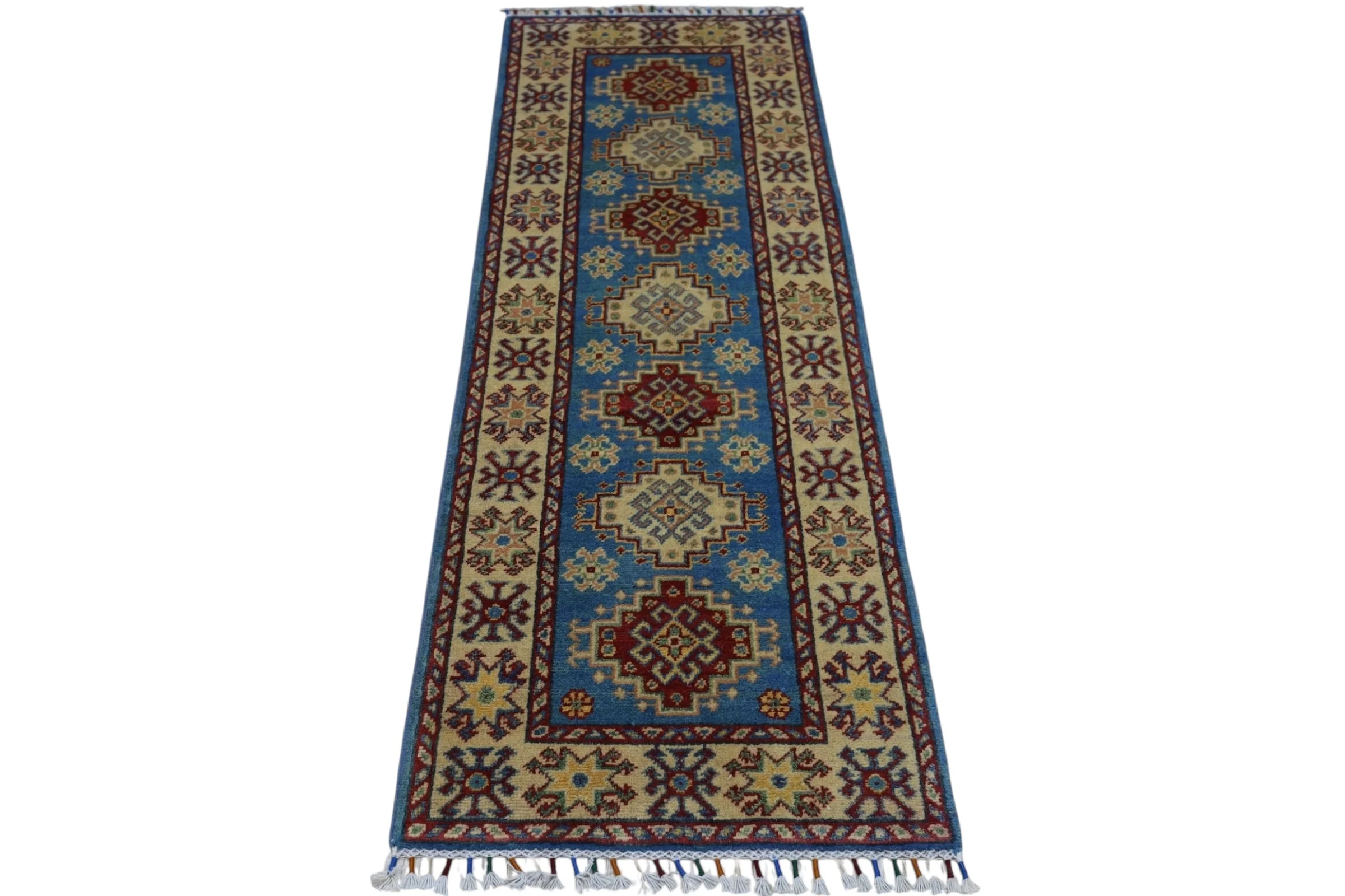 Hand-Knotted Afghani Kazak Wool Rug – 2’0″ x 5’10″ - Image 2