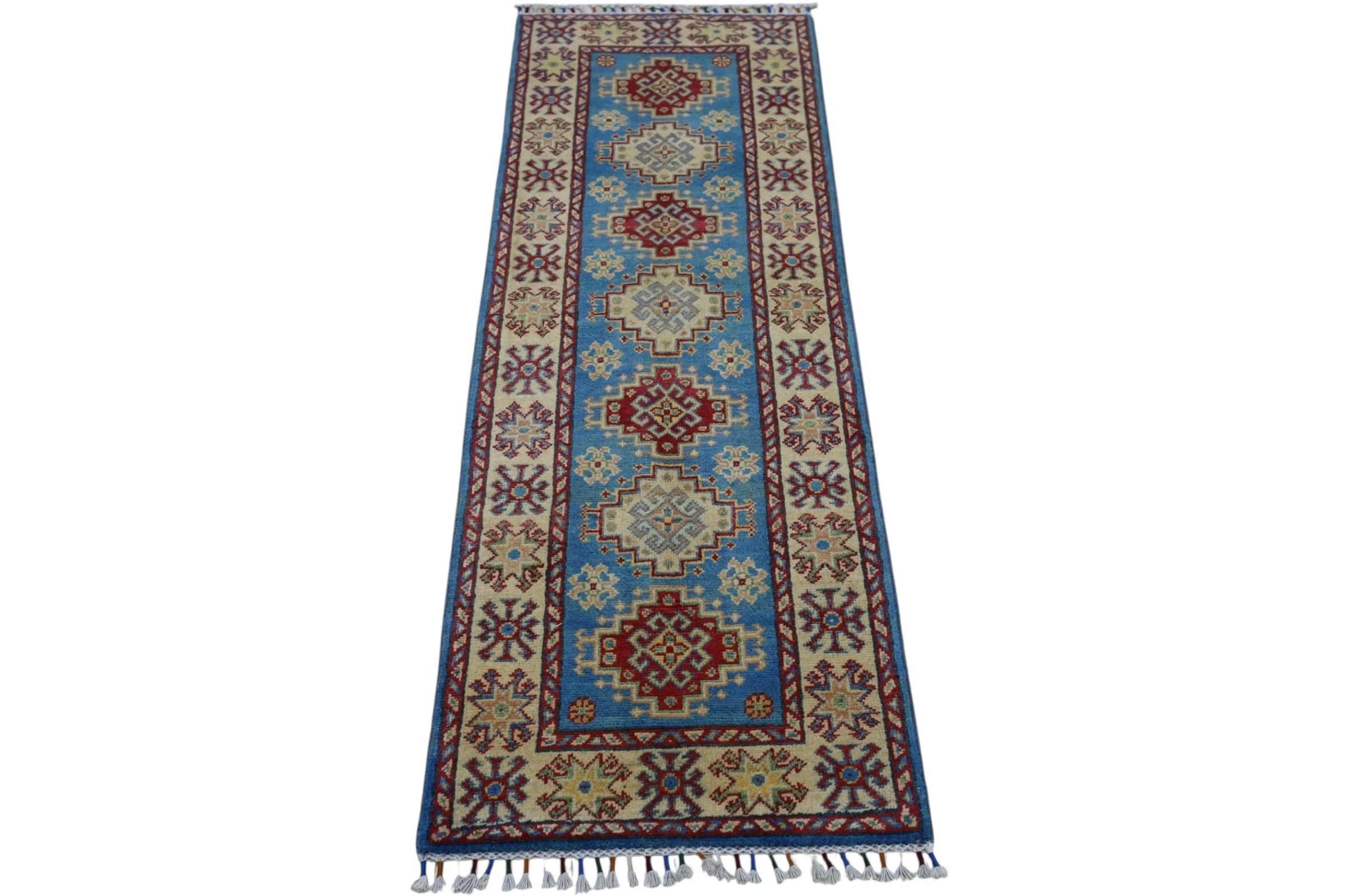 Hand-Knotted Afghani Kazak Wool Rug – 2’0″ x 5’10″ - Image 3