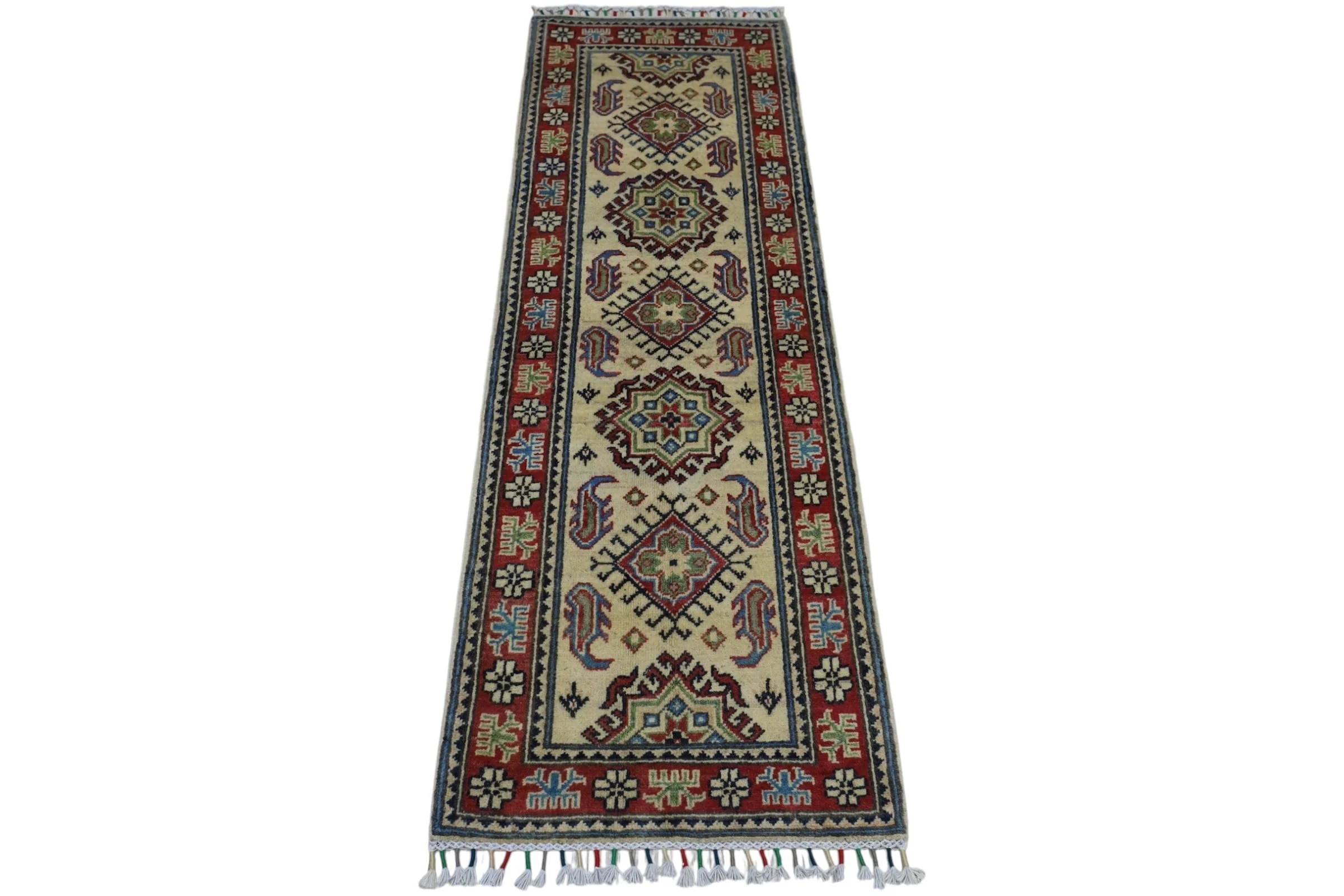 Hand-Knotted Afghani Kazak Wool Rug – 2’0″ x 6’2″ - Image 2