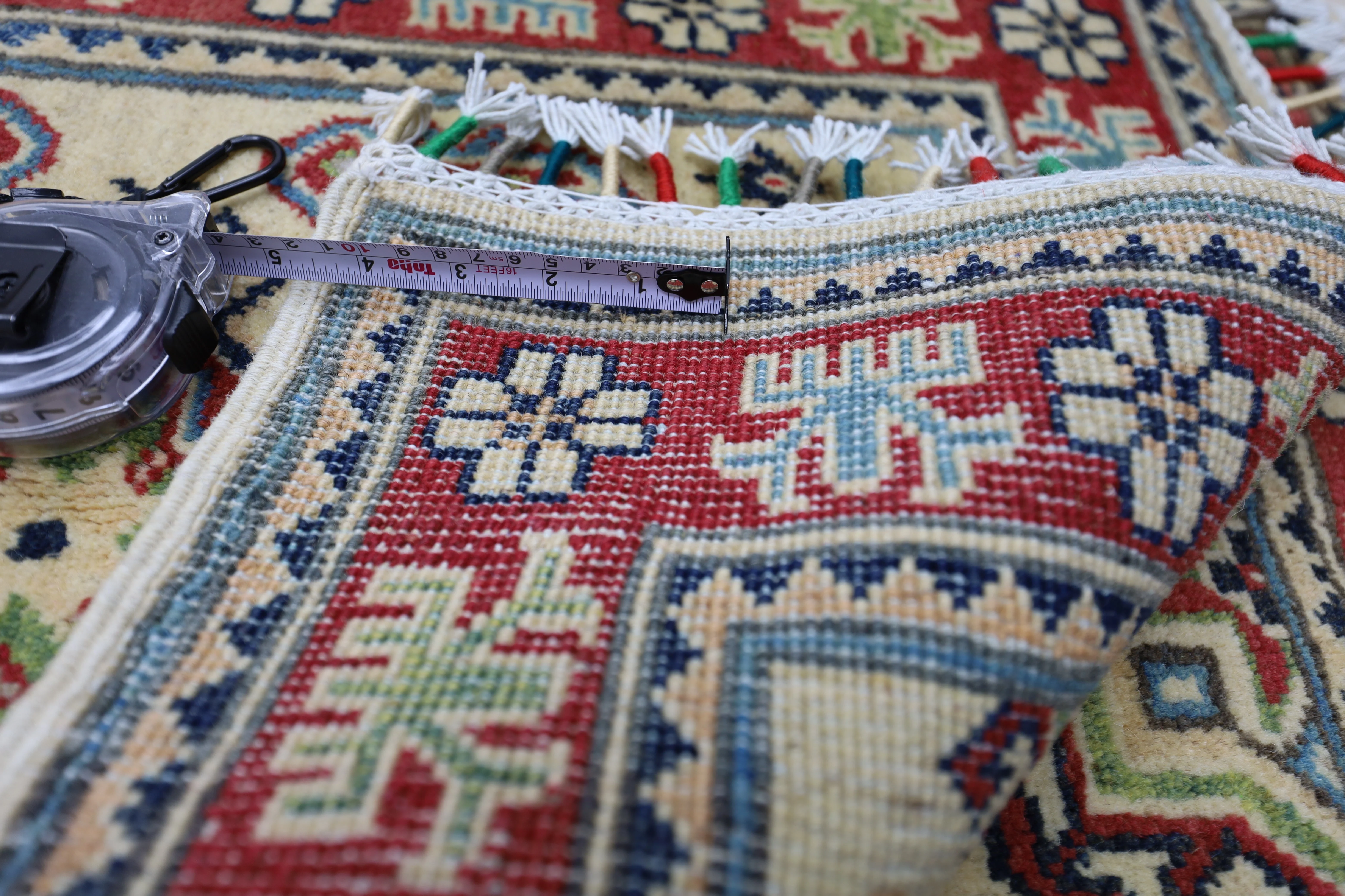 Hand-Knotted Afghani Kazak Wool Rug – 2’0″ x 6’2″ - Image 5