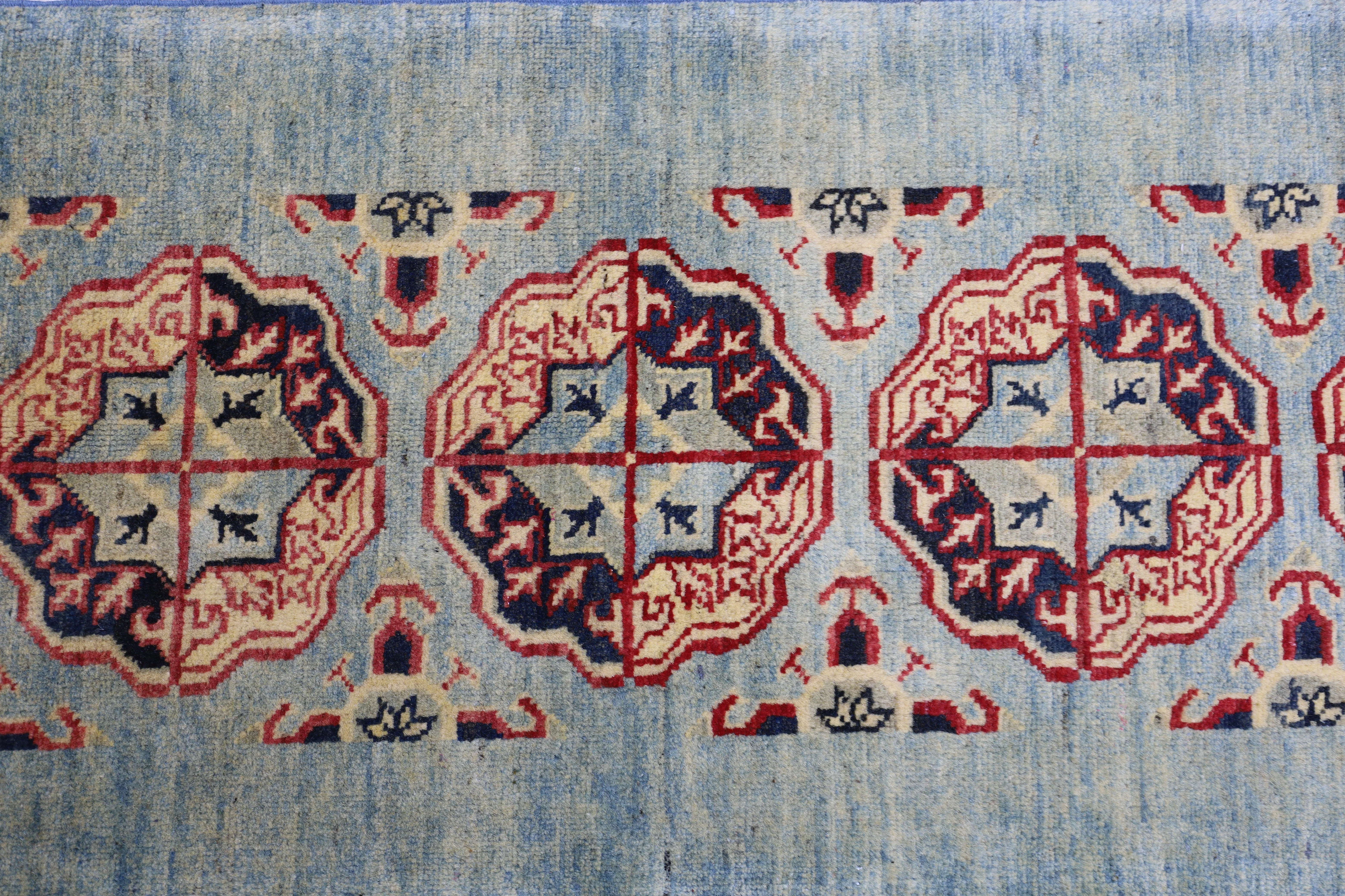 Hand-Knotted Afghani Kazak Wool Rug – 2’1″ x 5’7″ - Image 4