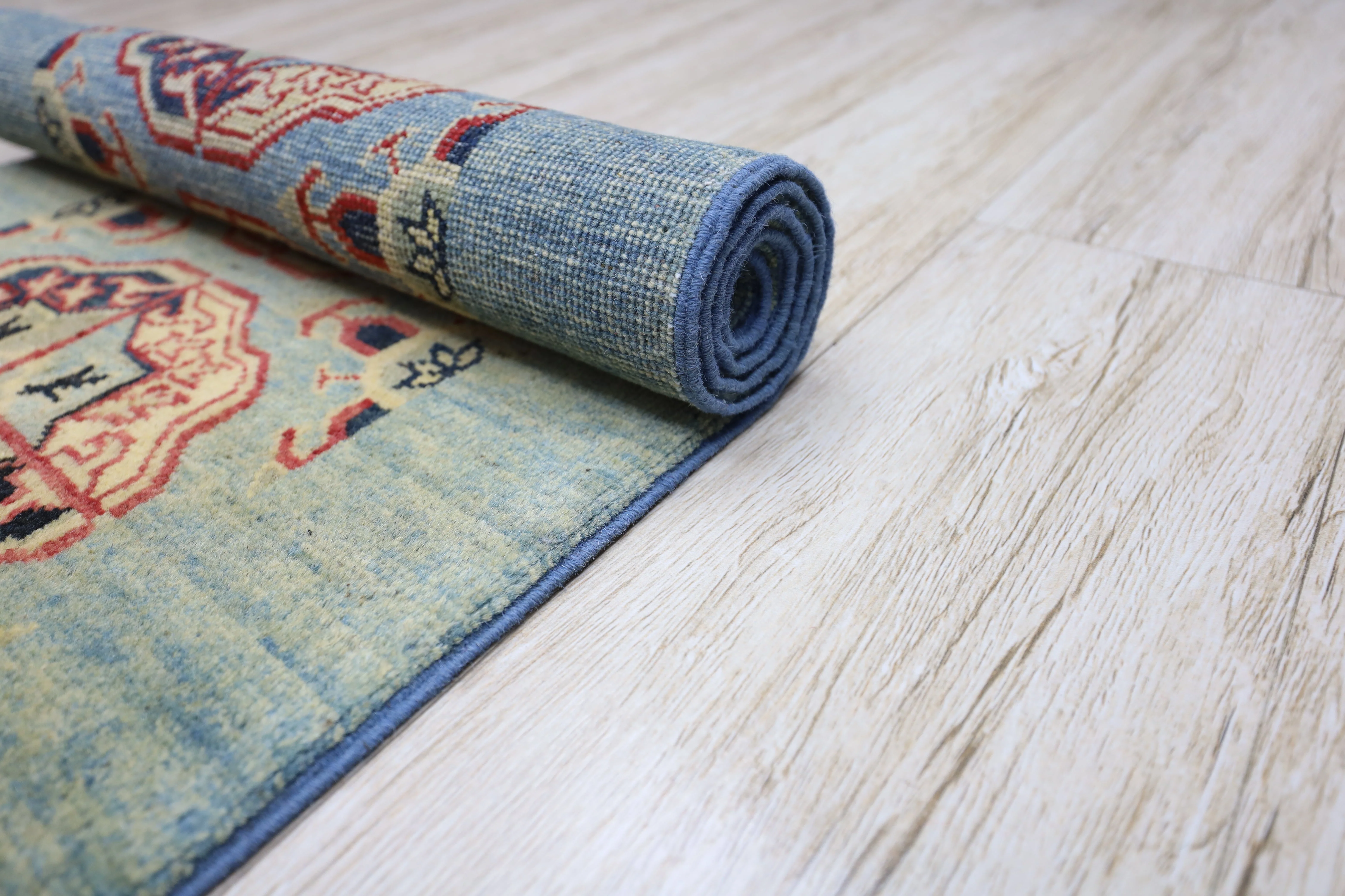 Hand-Knotted Afghani Kazak Wool Rug – 2’1″ x 5’7″ - Image 6