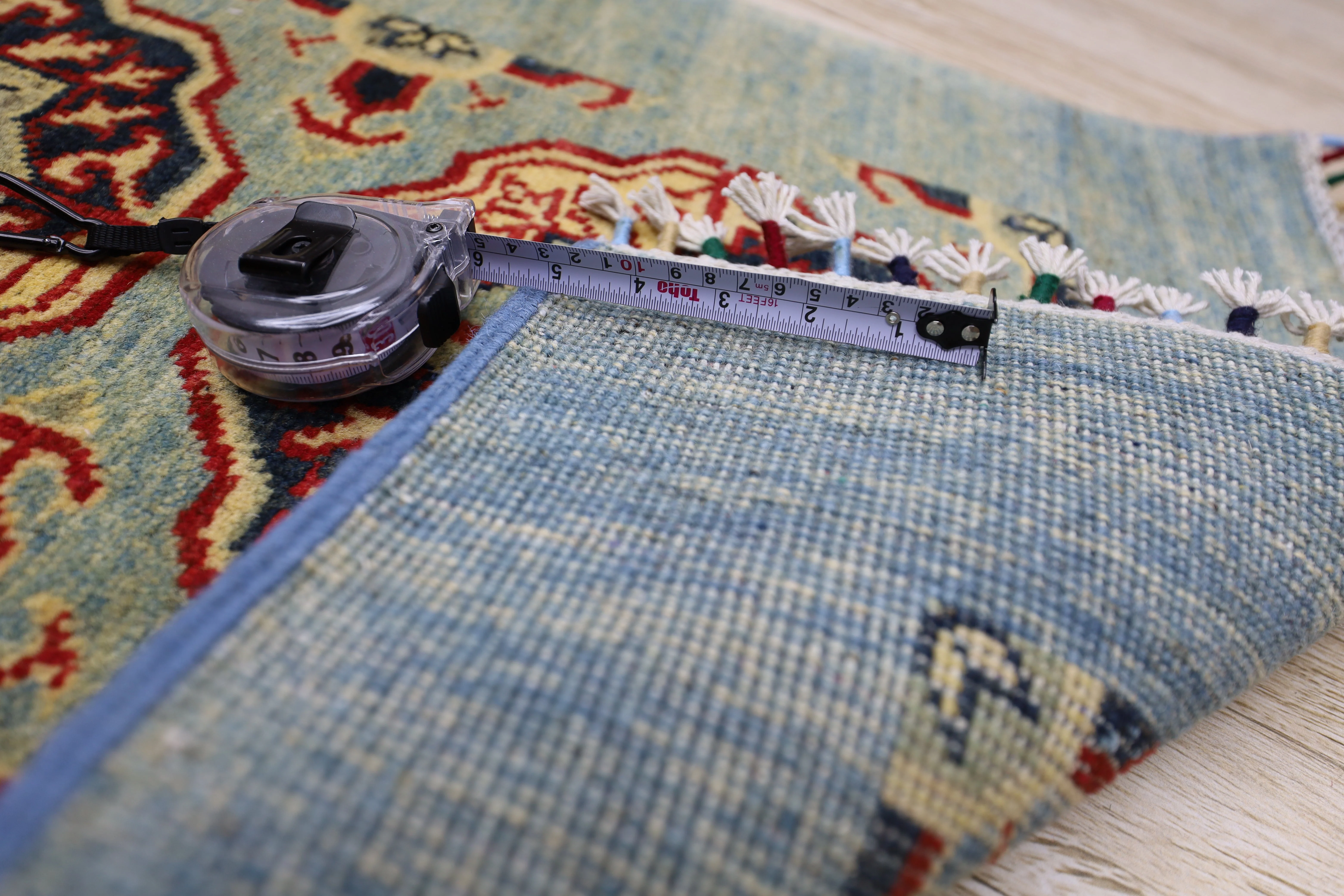 Hand-Knotted Afghani Kazak Wool Rug – 2’1″ x 5’7″ - Image 7