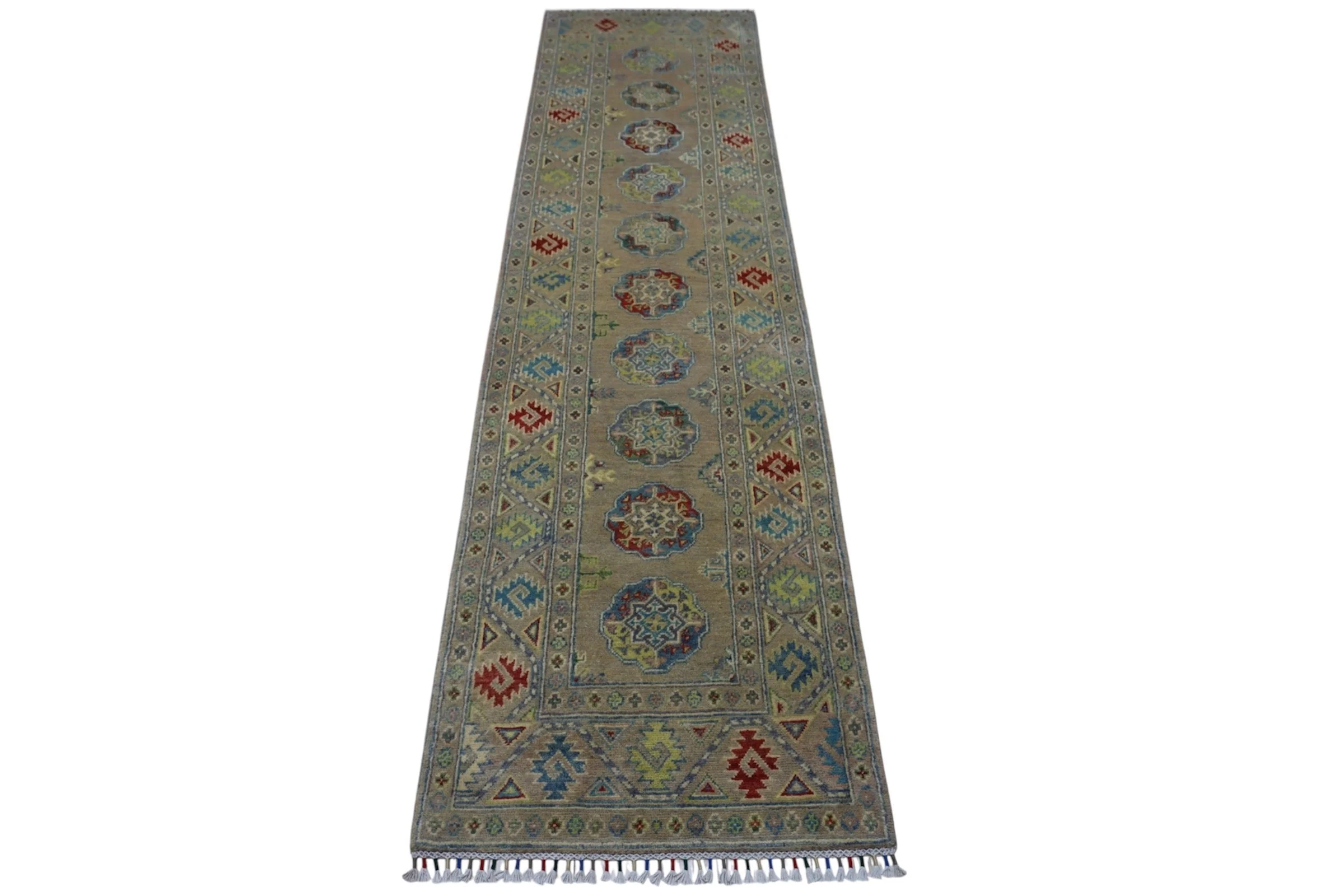 Hand-Knotted Afghani Kazak Wool Rug – 2’7″ x 10’0″ - Image 2