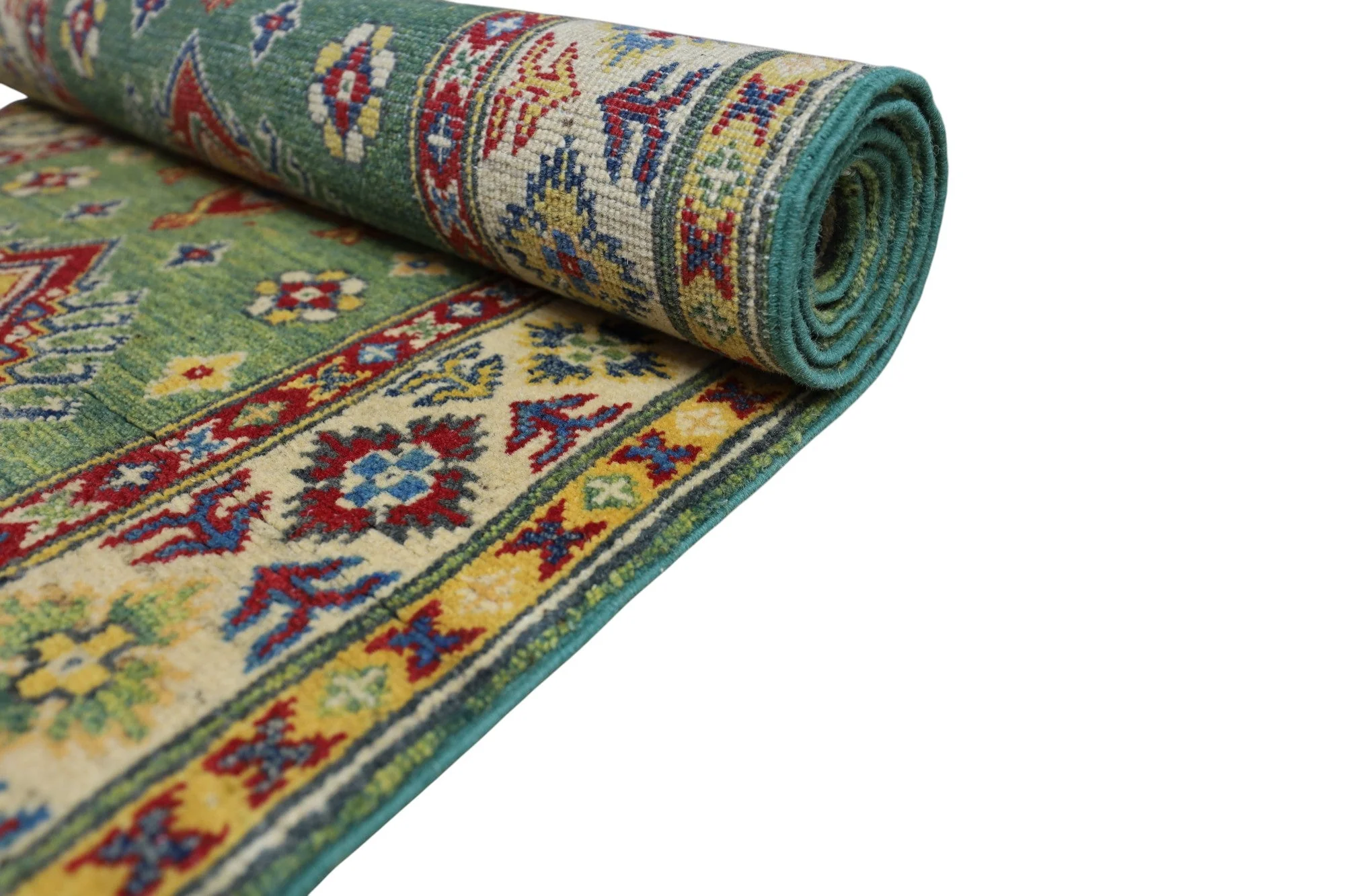 Hand-Knotted Afghani Kazak Wool Rug – 2’7″ x 9’8″ - Image 6