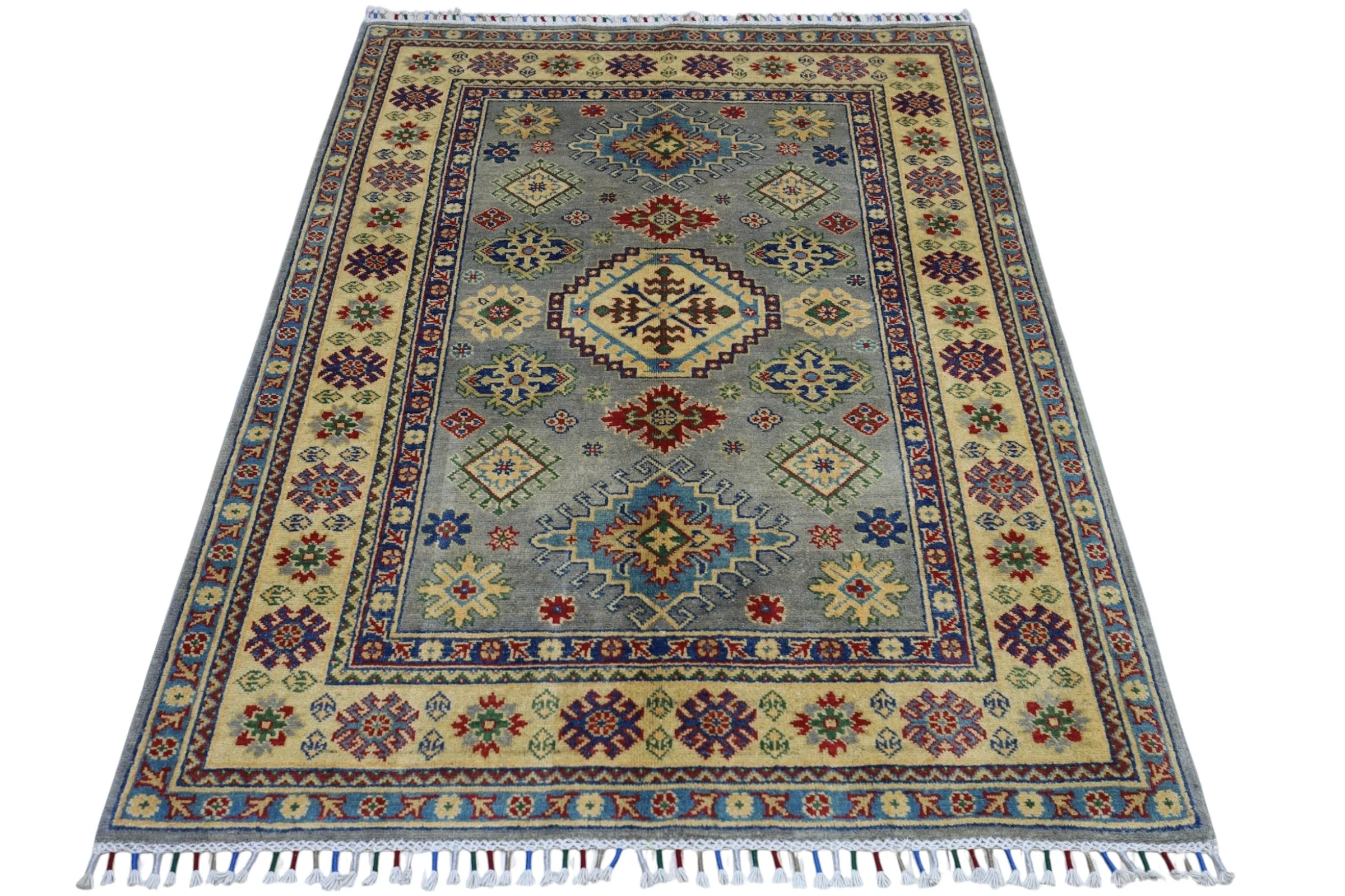 Hand-Knotted Afghani Kazak Wool Rug – 3’11″  x  5’6″ - Image 2