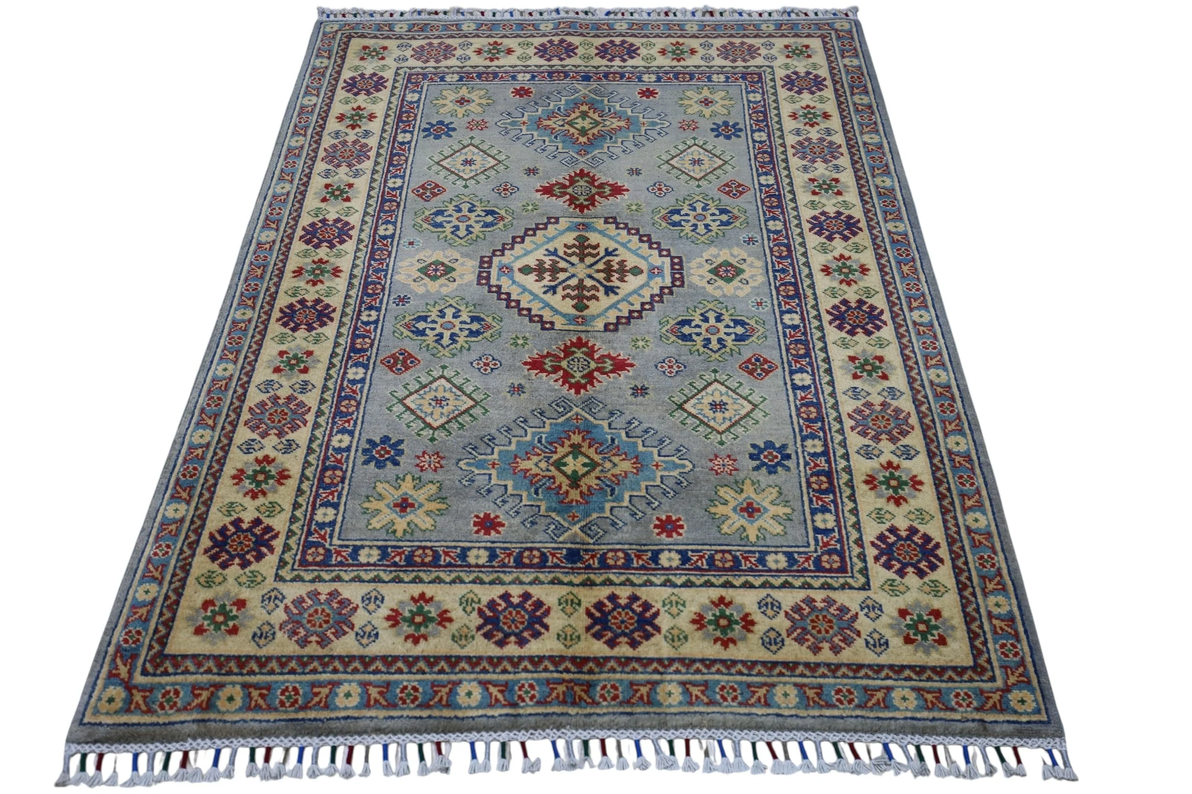 Hand-Knotted Afghani Kazak Wool Rug – 3’11″  x  5’6″ - Image 3
