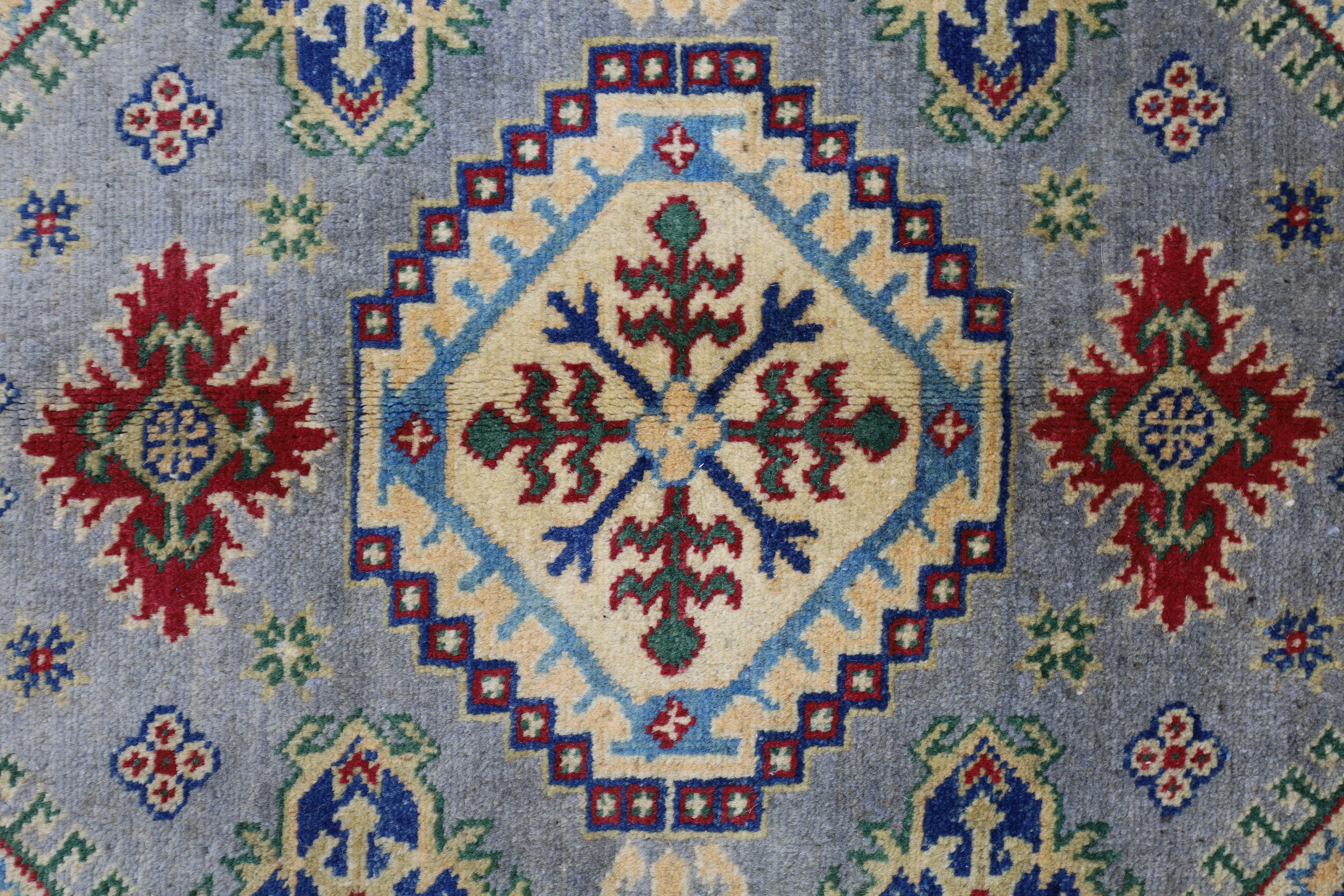 Hand-Knotted Afghani Kazak Wool Rug – 3’11″  x  5’6″ - Image 4