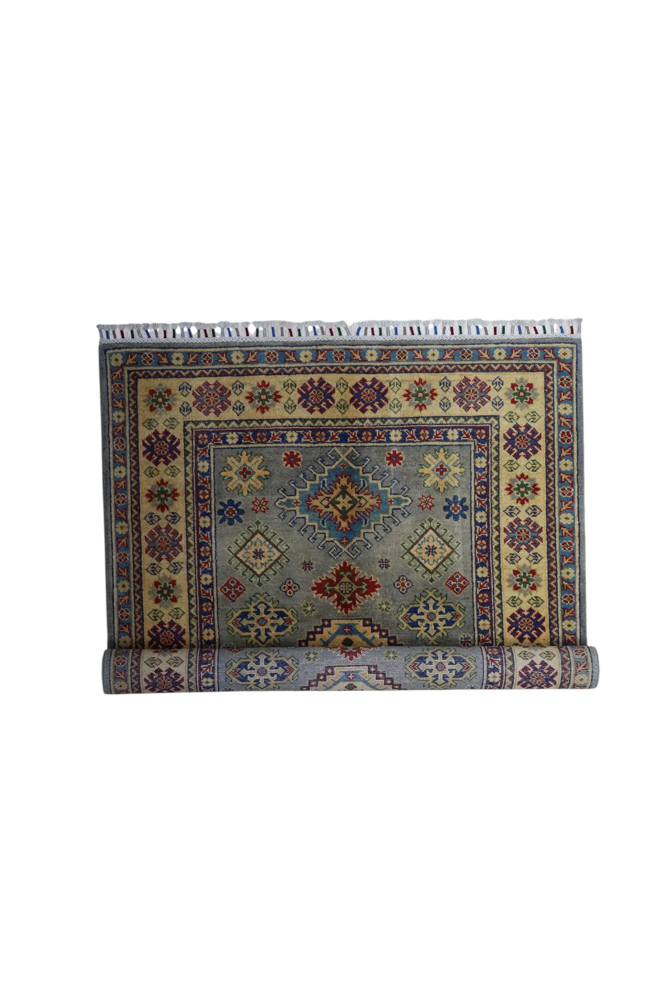 Hand-Knotted Afghani Kazak Wool Rug – 3’11″  x  5’6″ - Image 6