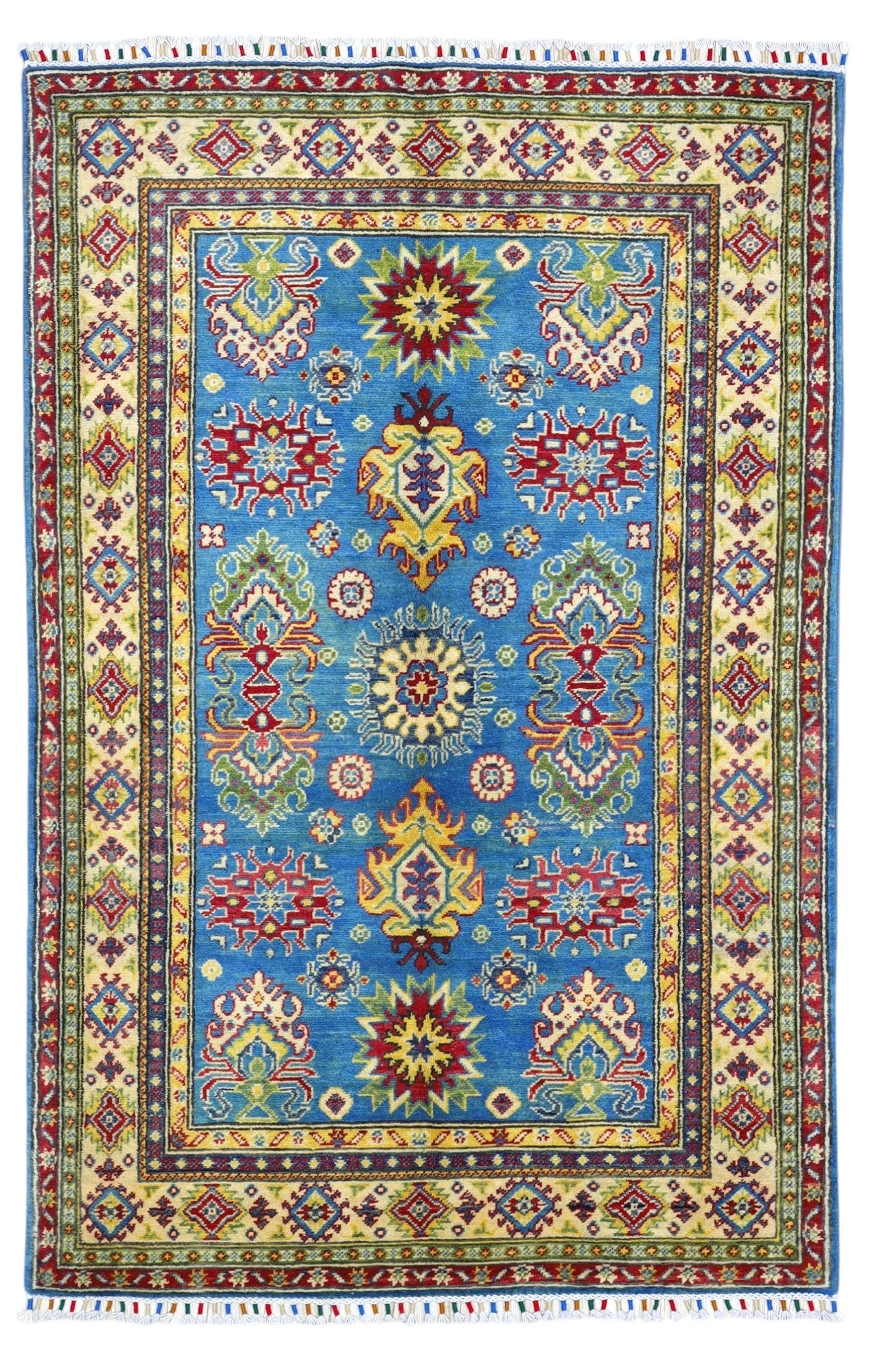 Hand-Knotted Afghani Kazak Wool Rug – 3’11″  x  6’0″