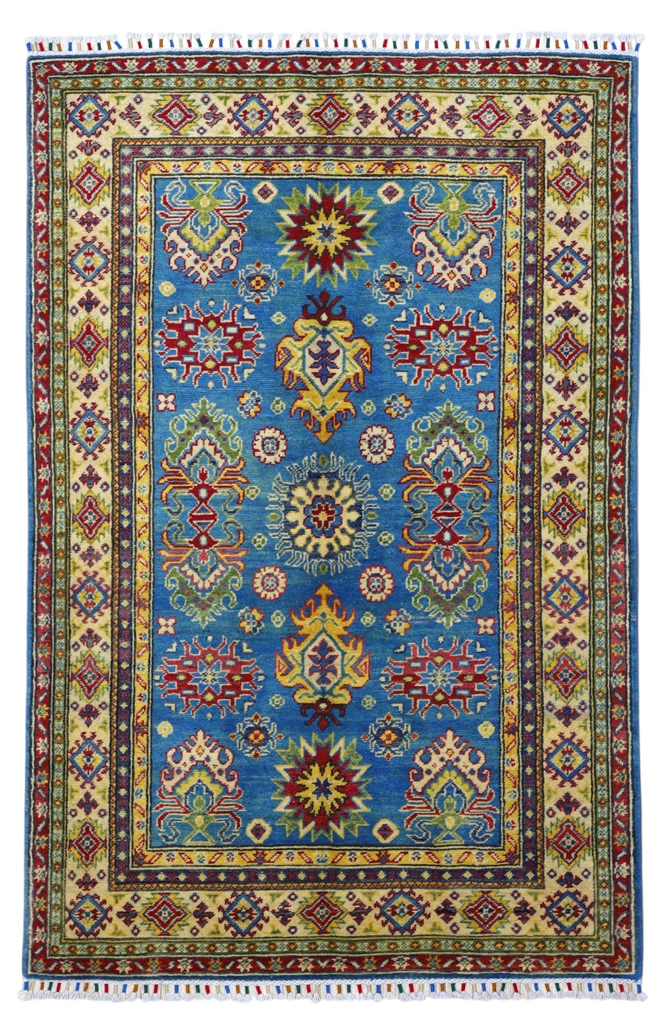 Hand-Knotted Afghani Kazak Wool Rug – 3’11″  x  6’0″ - Image 4