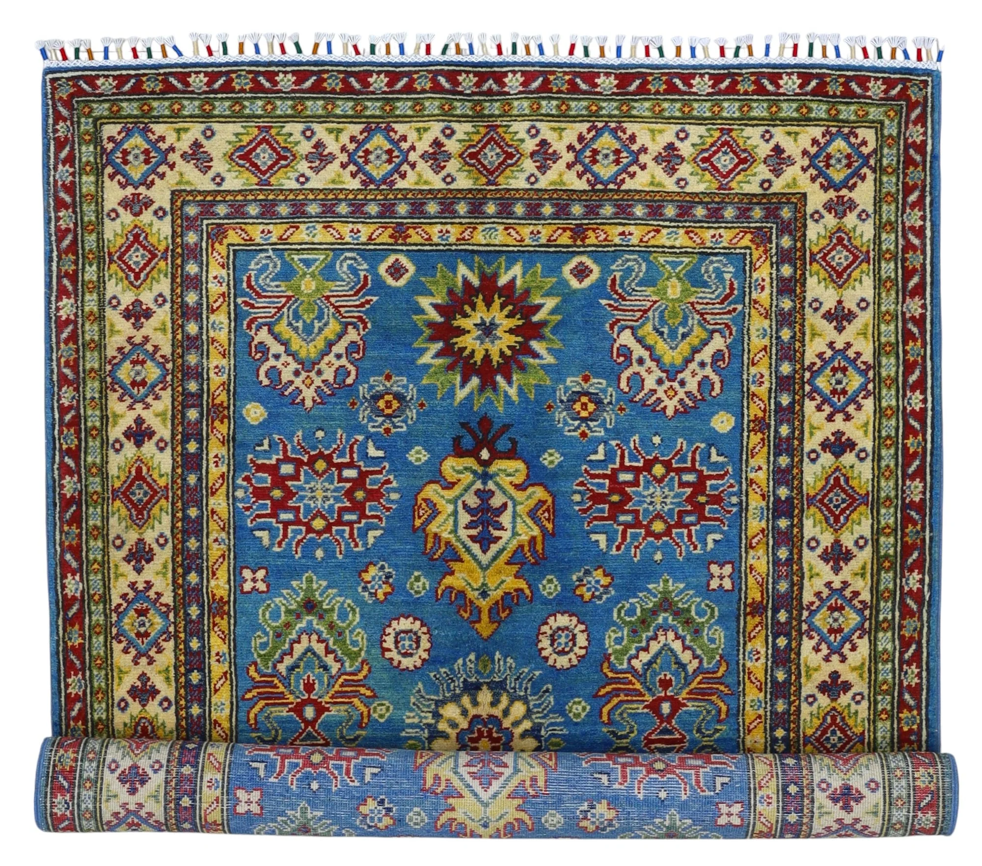 Hand-Knotted Afghani Kazak Wool Rug – 3’11″  x  6’0″ - Image 5