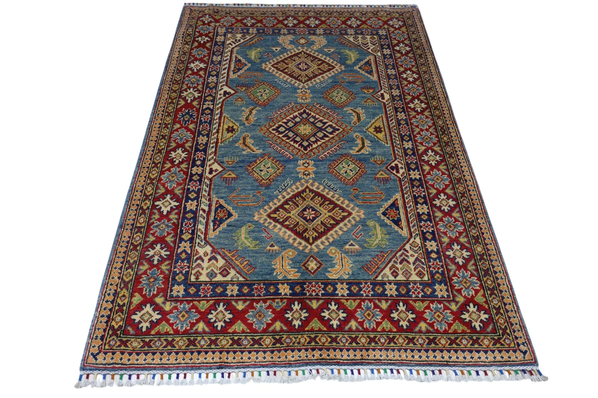 Hand-Knotted Afghani Kazak Wool Rug – 4’0″  x  6’1″ - Image 2